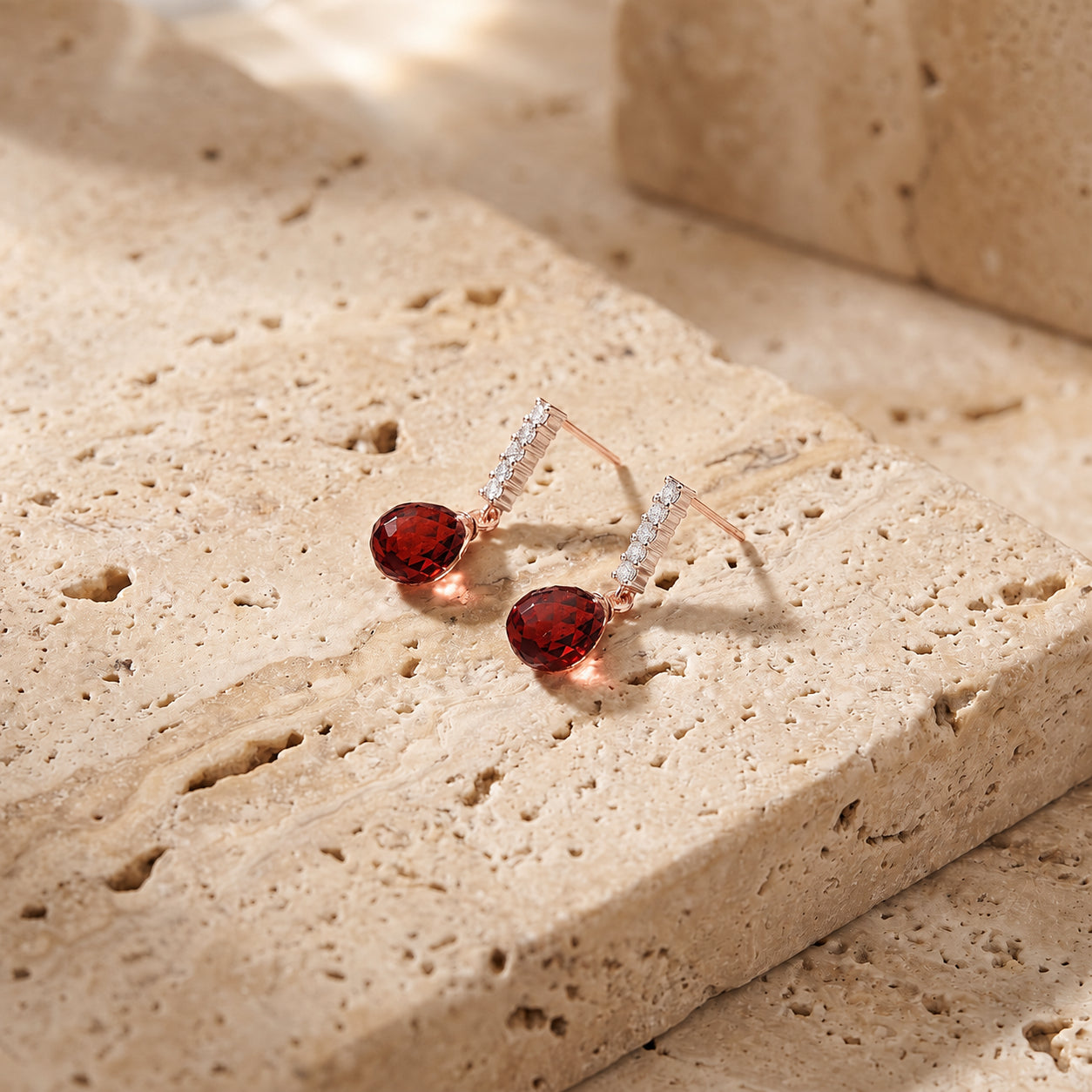 Rose Gold Earrings Pink Topaz 10K — Nerina