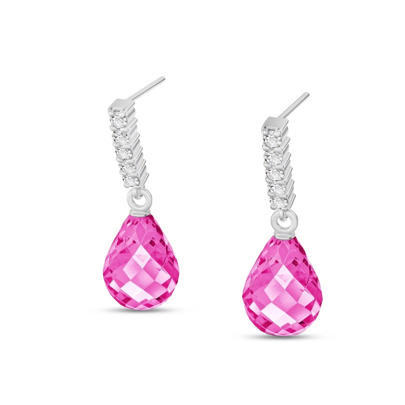 White Gold Earrings Pink Topaz 10K — Nerina