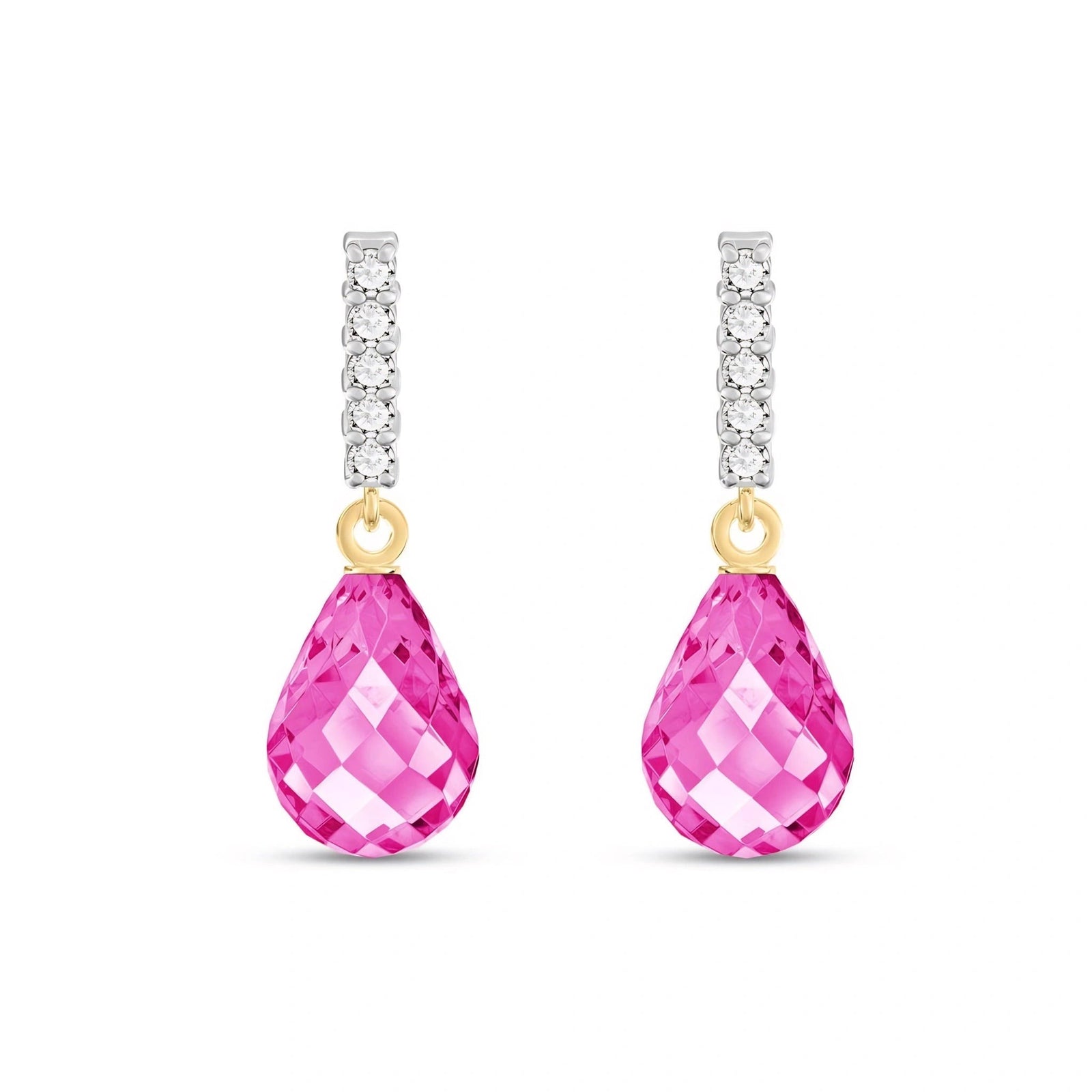 Yellow Gold Earrings Pink Topaz 10K — Nerina