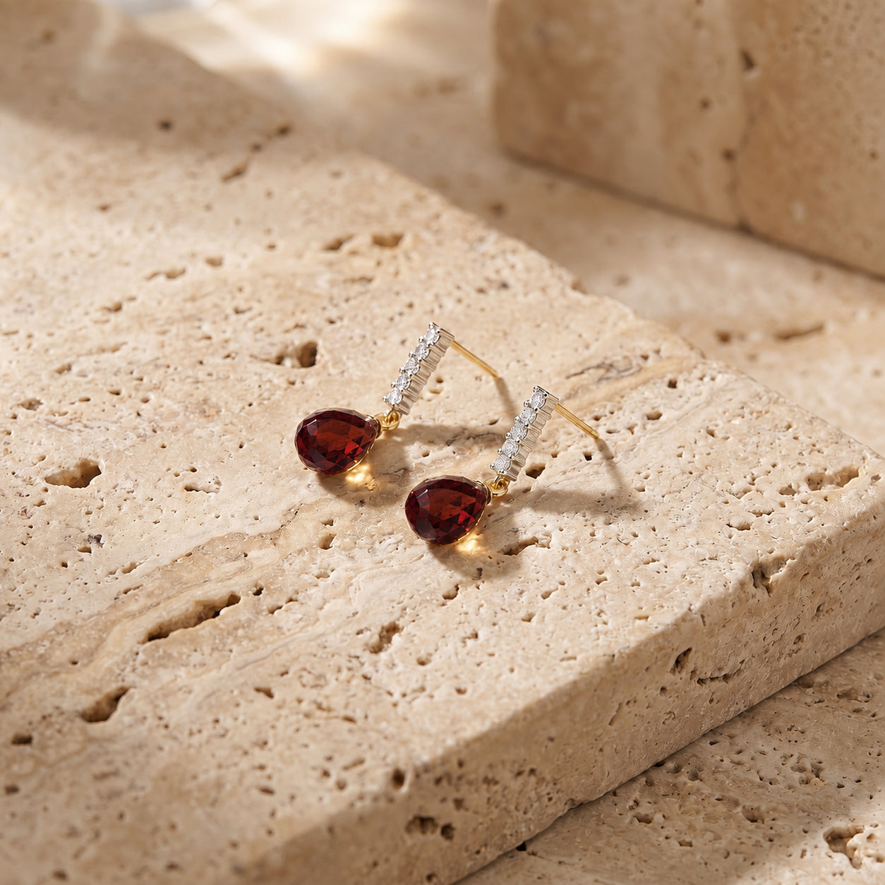 Yellow Gold Earrings Pink Topaz 10K — Nerina