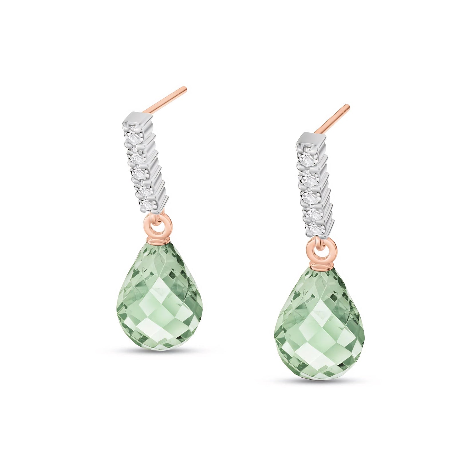 Rose Gold Earrings White Topaz 10K — Nerina