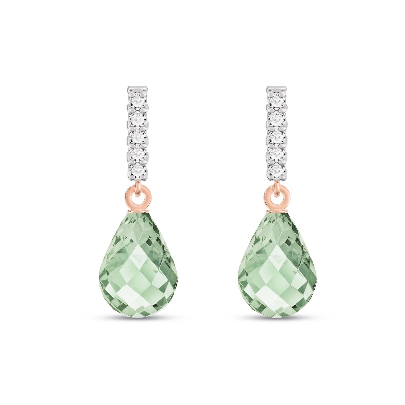 Rose Gold Earrings White Topaz 10K — Nerina