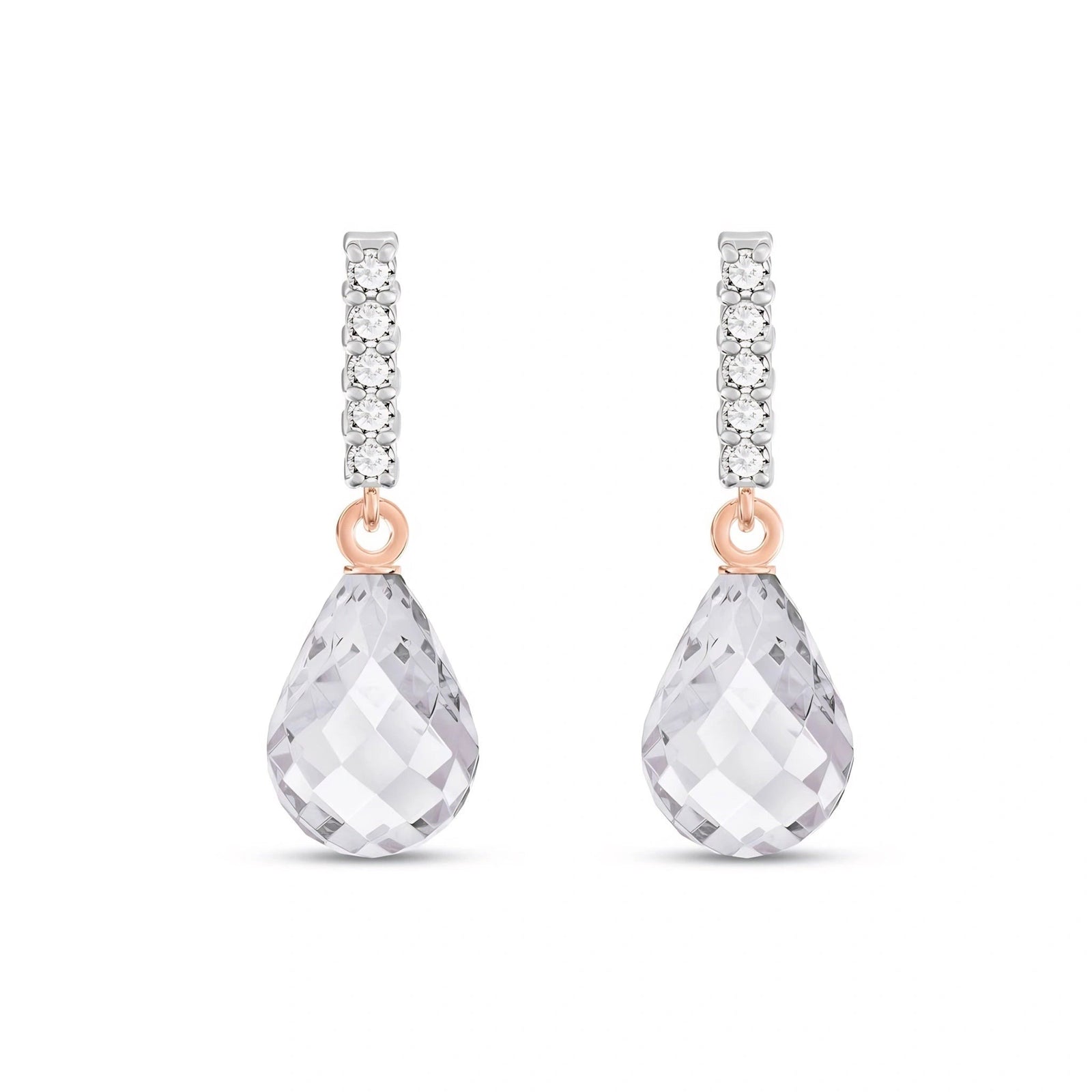 Rose Gold Earrings White Topaz 10K — Nerina