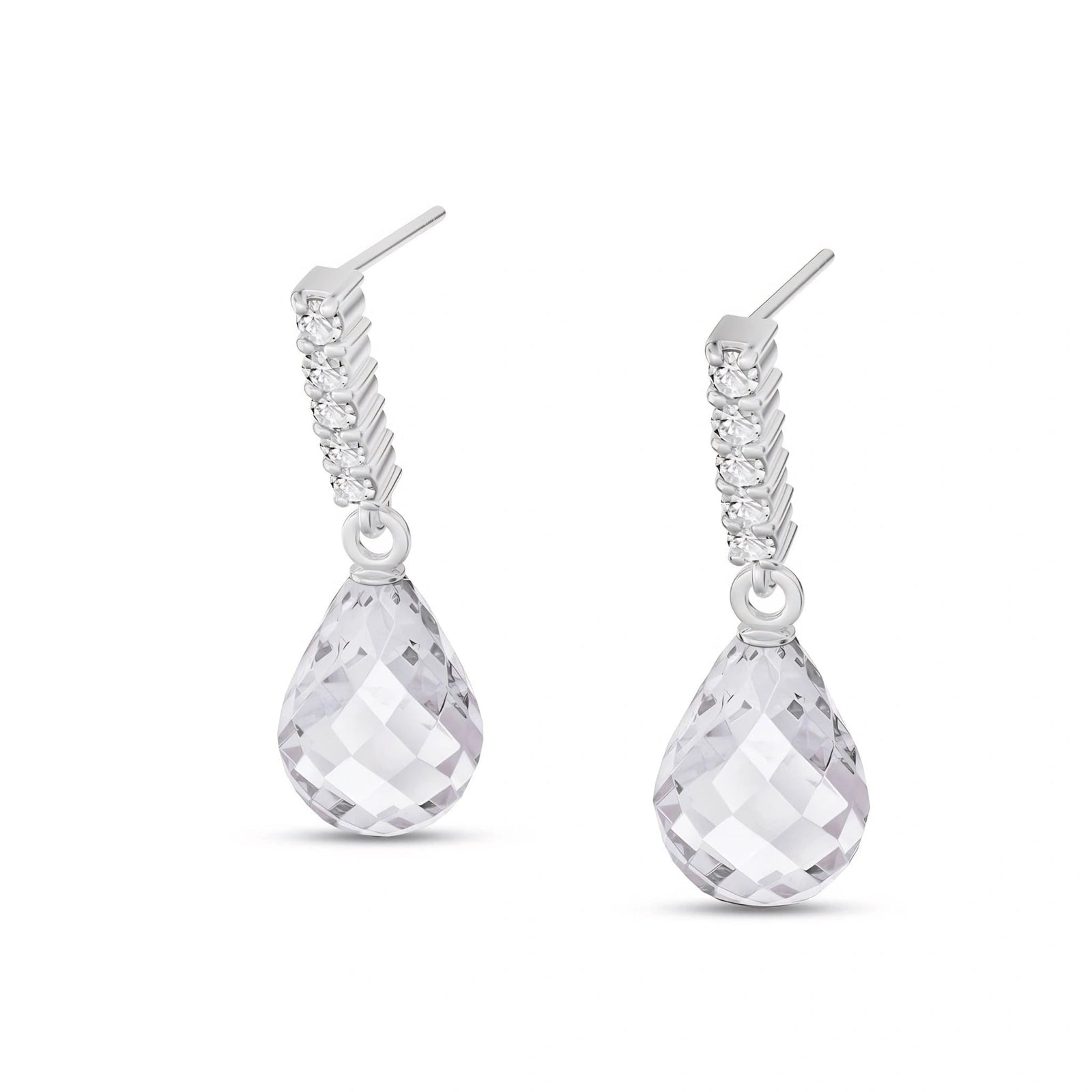 White Gold Earrings White Topaz 10K — Nerina