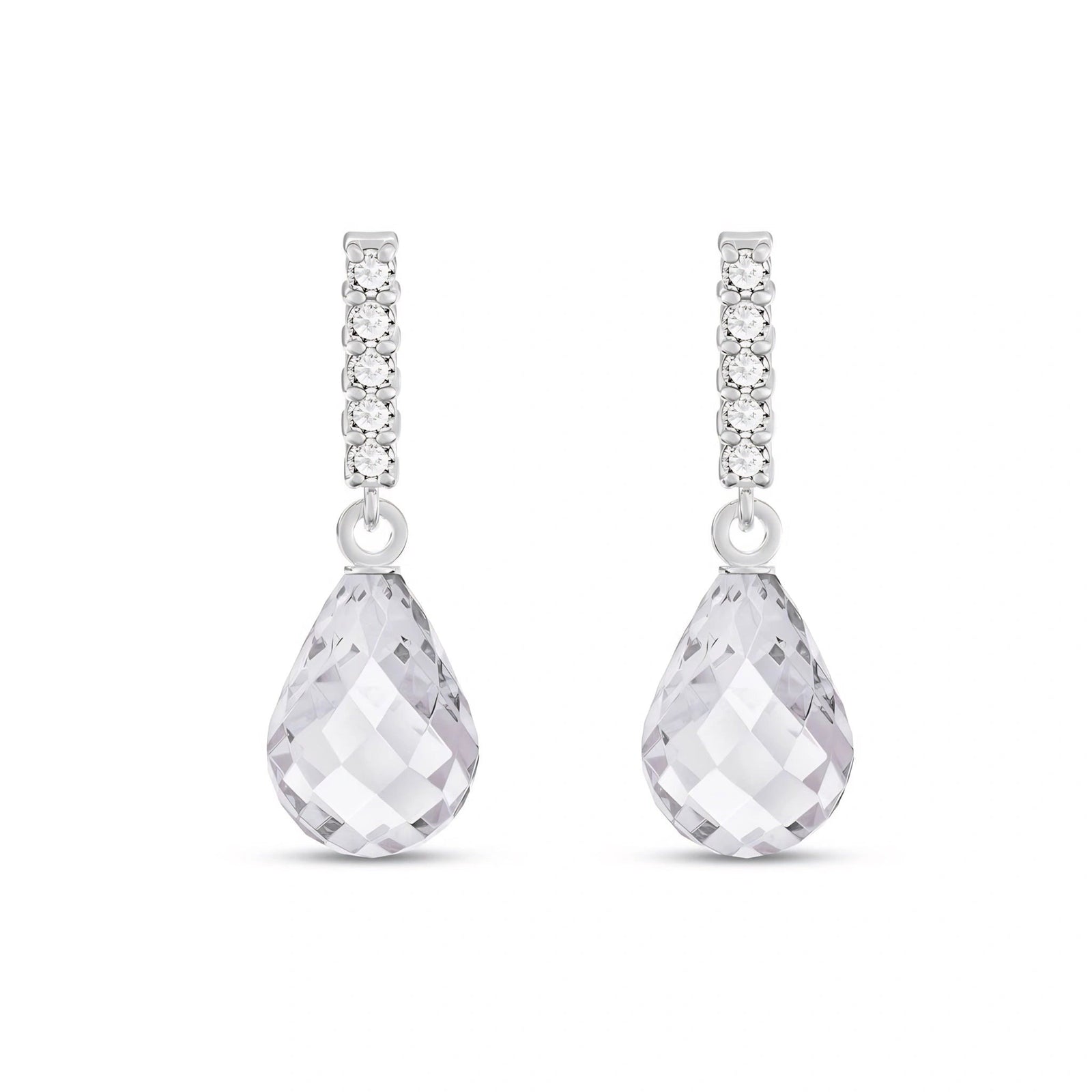 White Gold Earrings White Topaz 10K — Nerina