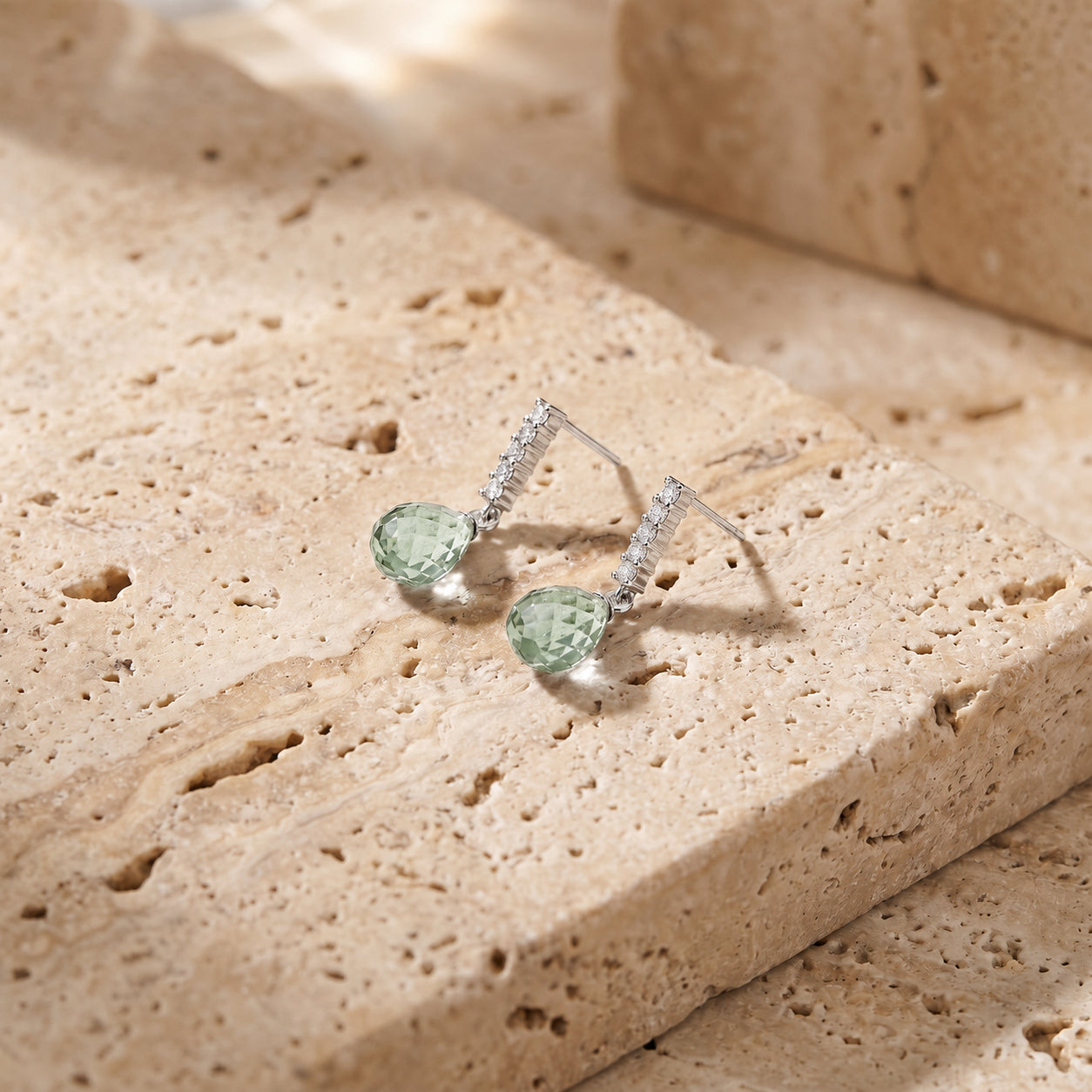 White Gold Earrings White Topaz 10K — Nerina