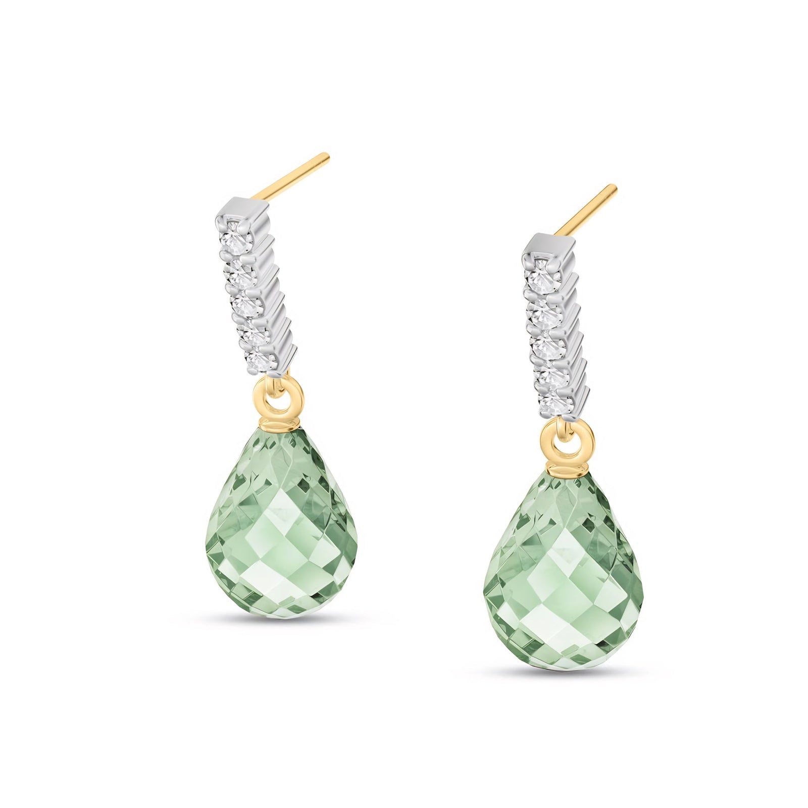Yellow Gold Earrings White Topaz 10K — Nerina