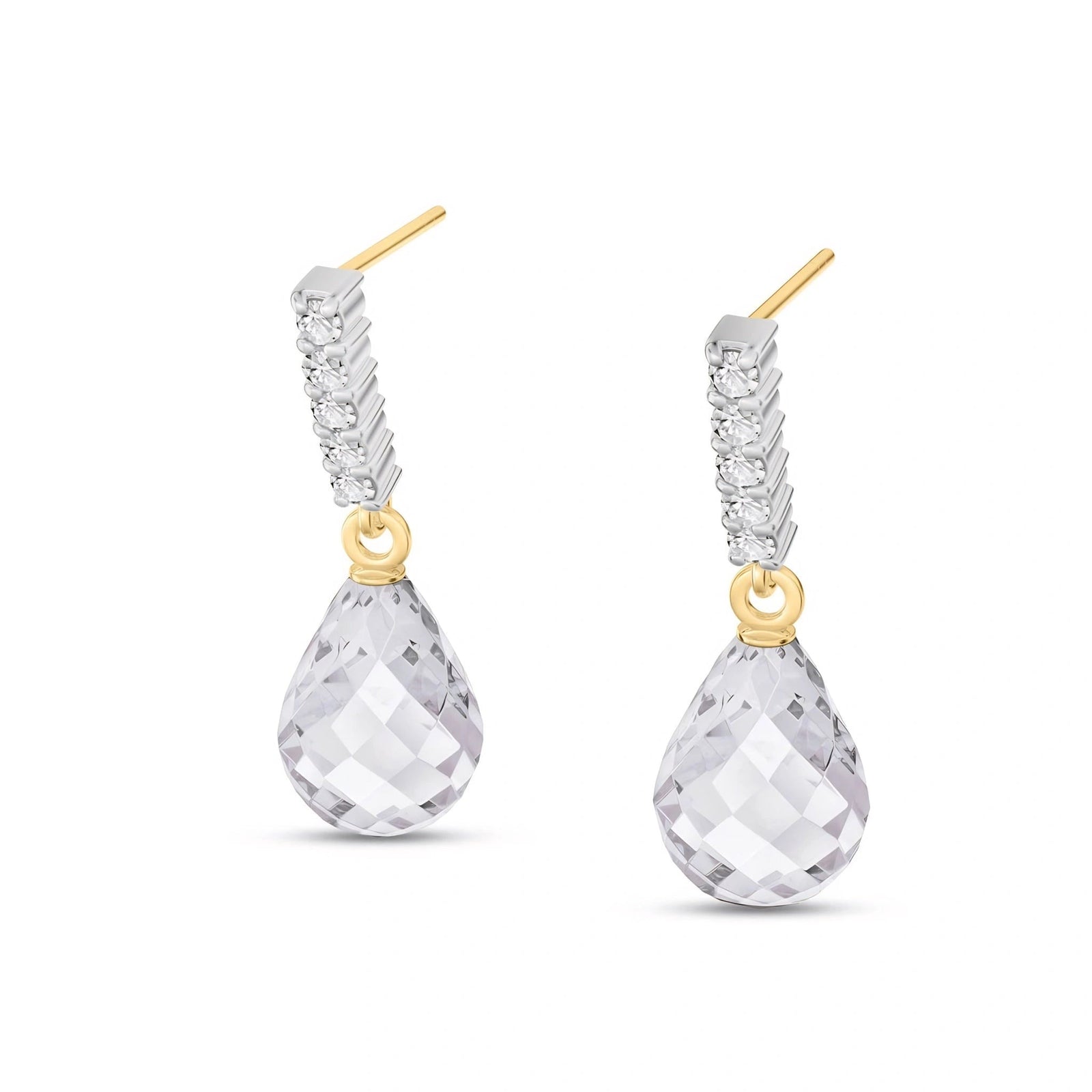 Yellow Gold Earrings White Topaz 10K — Nerina