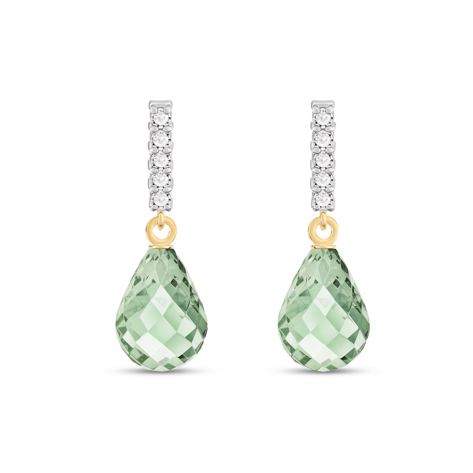 Yellow Gold Earrings White Topaz 10K — Nerina