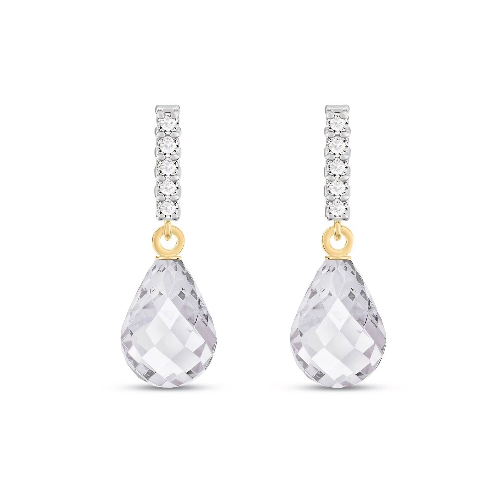 Yellow Gold Earrings White Topaz 10K — Nerina