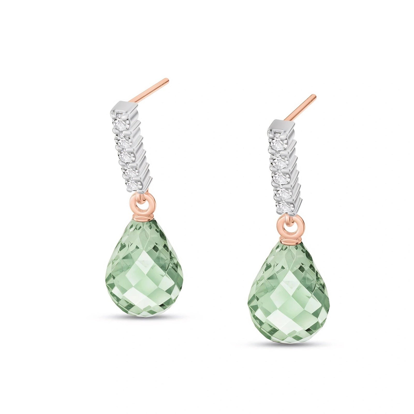 Rose Gold Earrings Green Amethyst 10K — Nerina