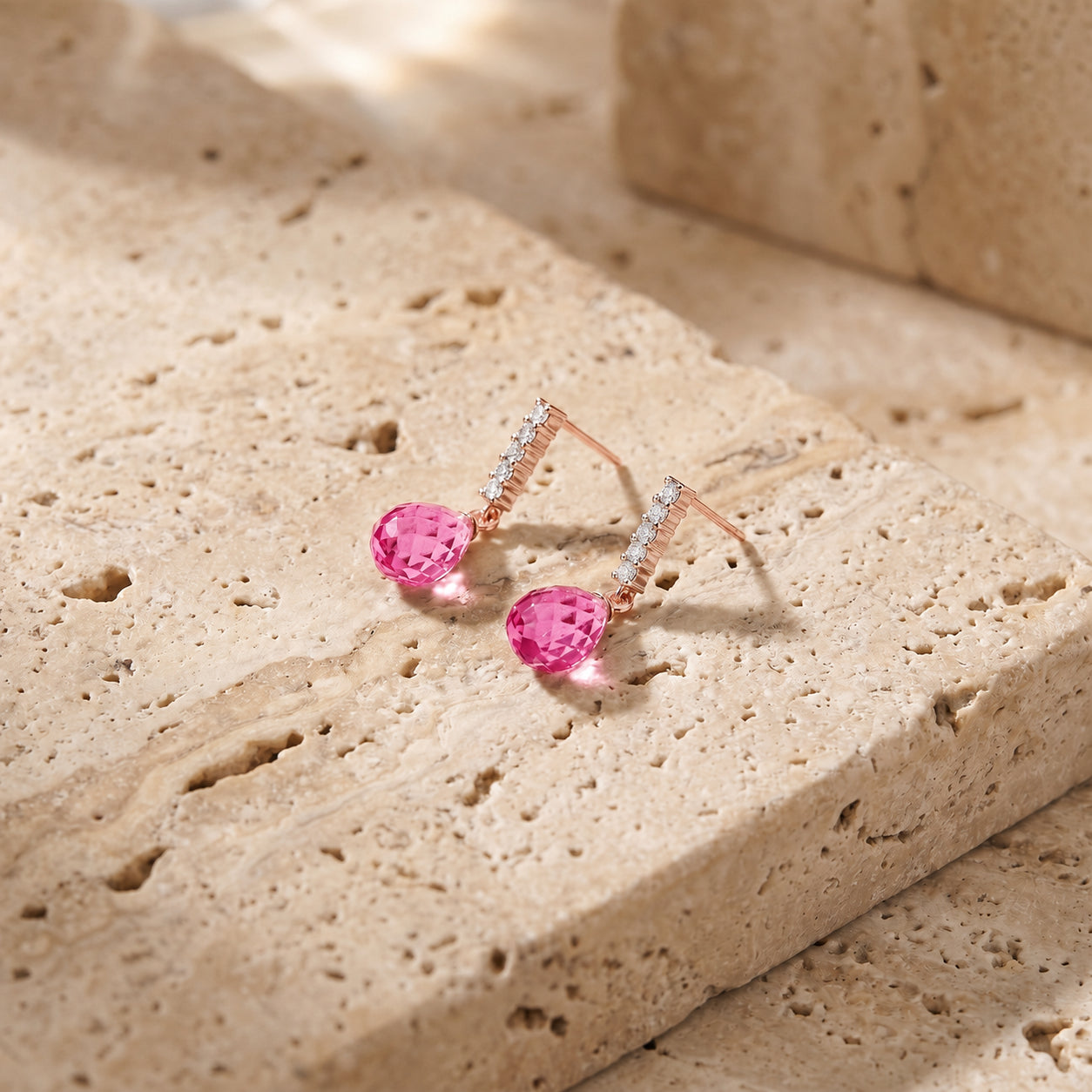 Rose Gold Earrings Green Amethyst 10K — Nerina