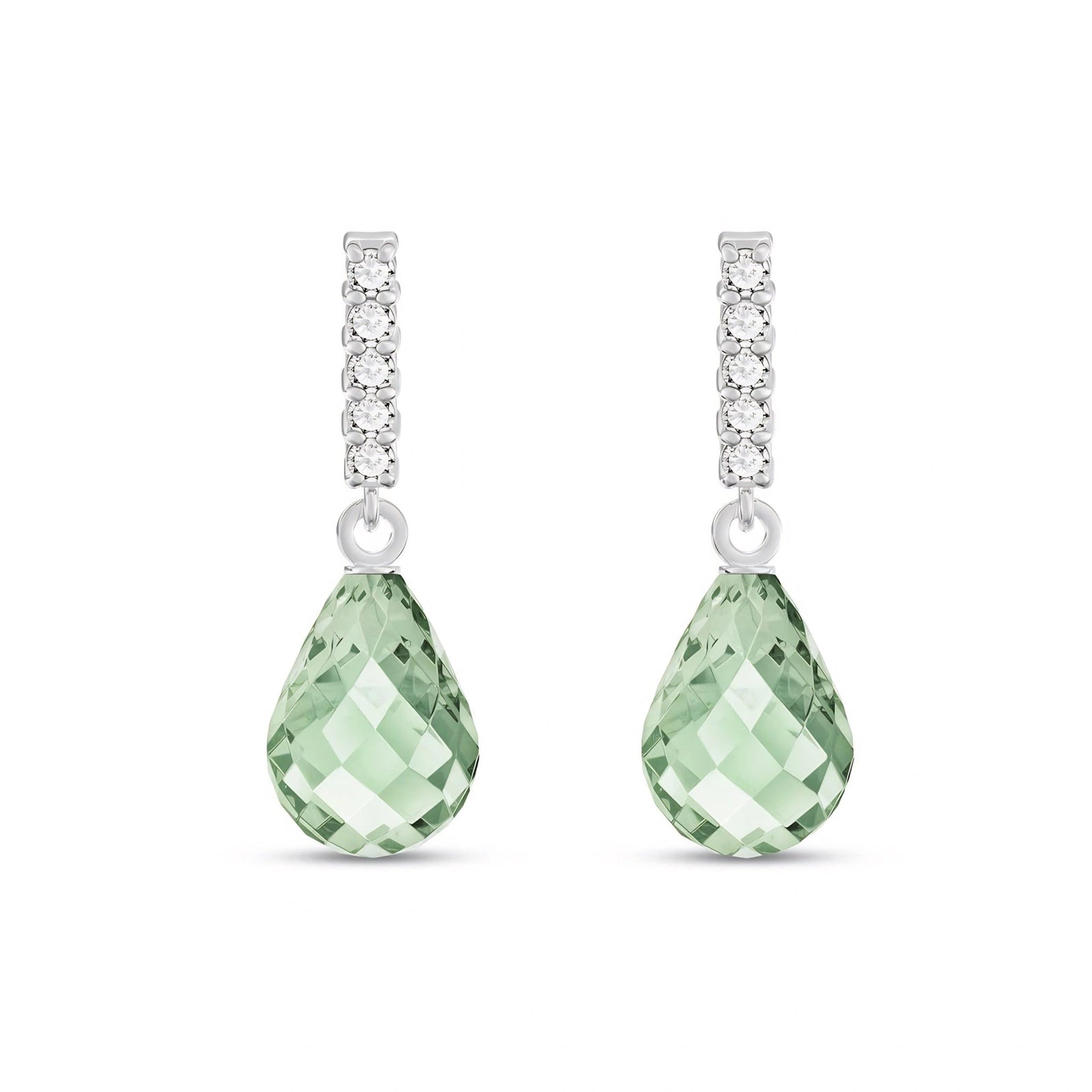 White Gold Earrings Green Amethyst 10K — Nerina