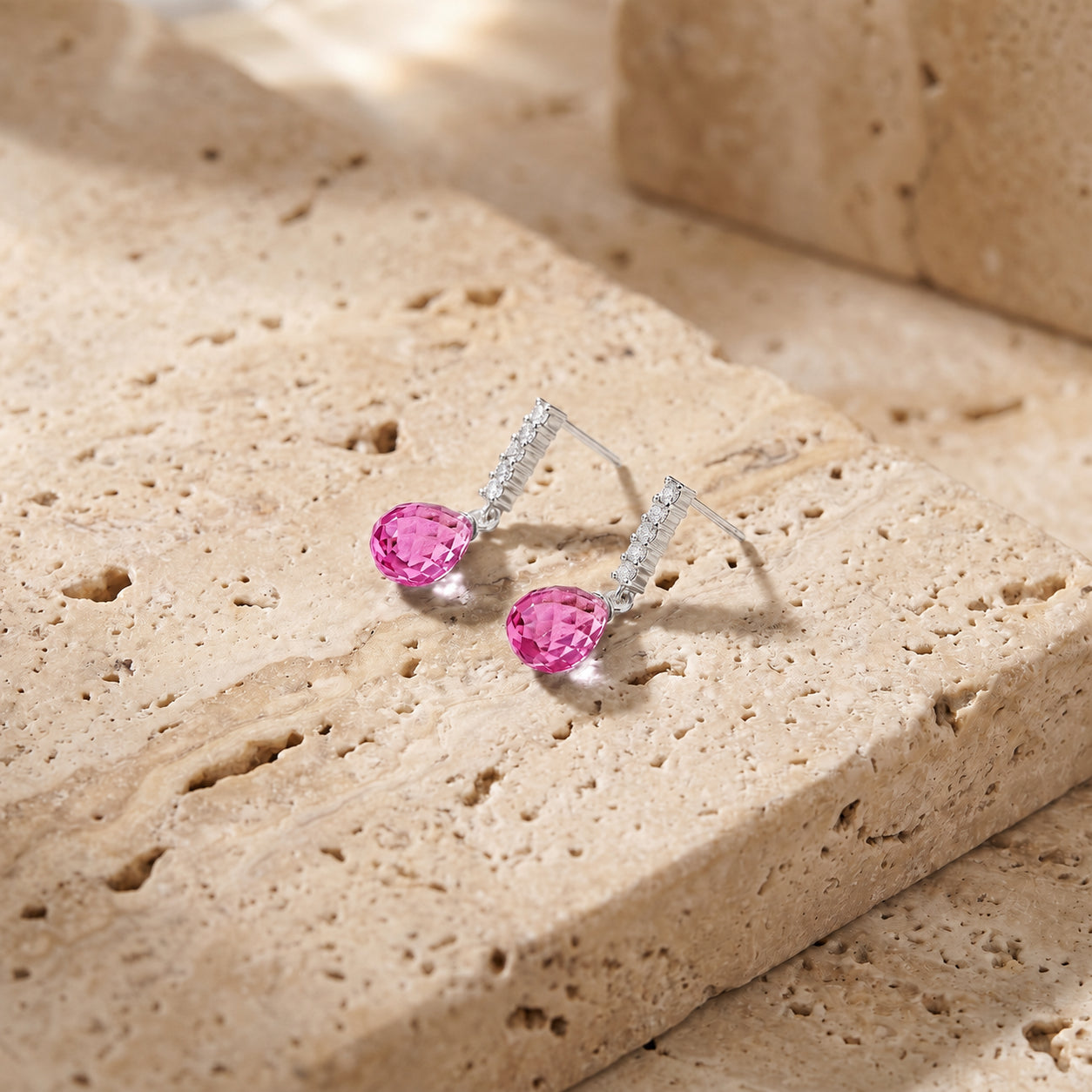 White Gold Earrings Green Amethyst 10K — Nerina