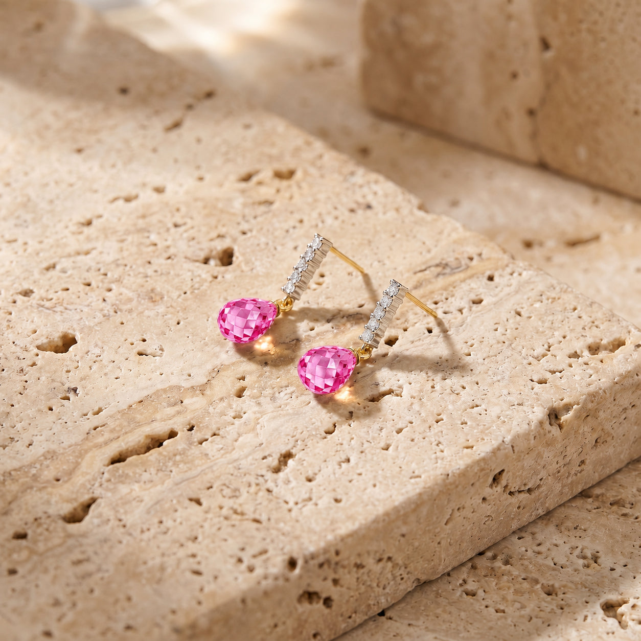 Yellow Gold Earrings Green Amethyst 10K — Nerina