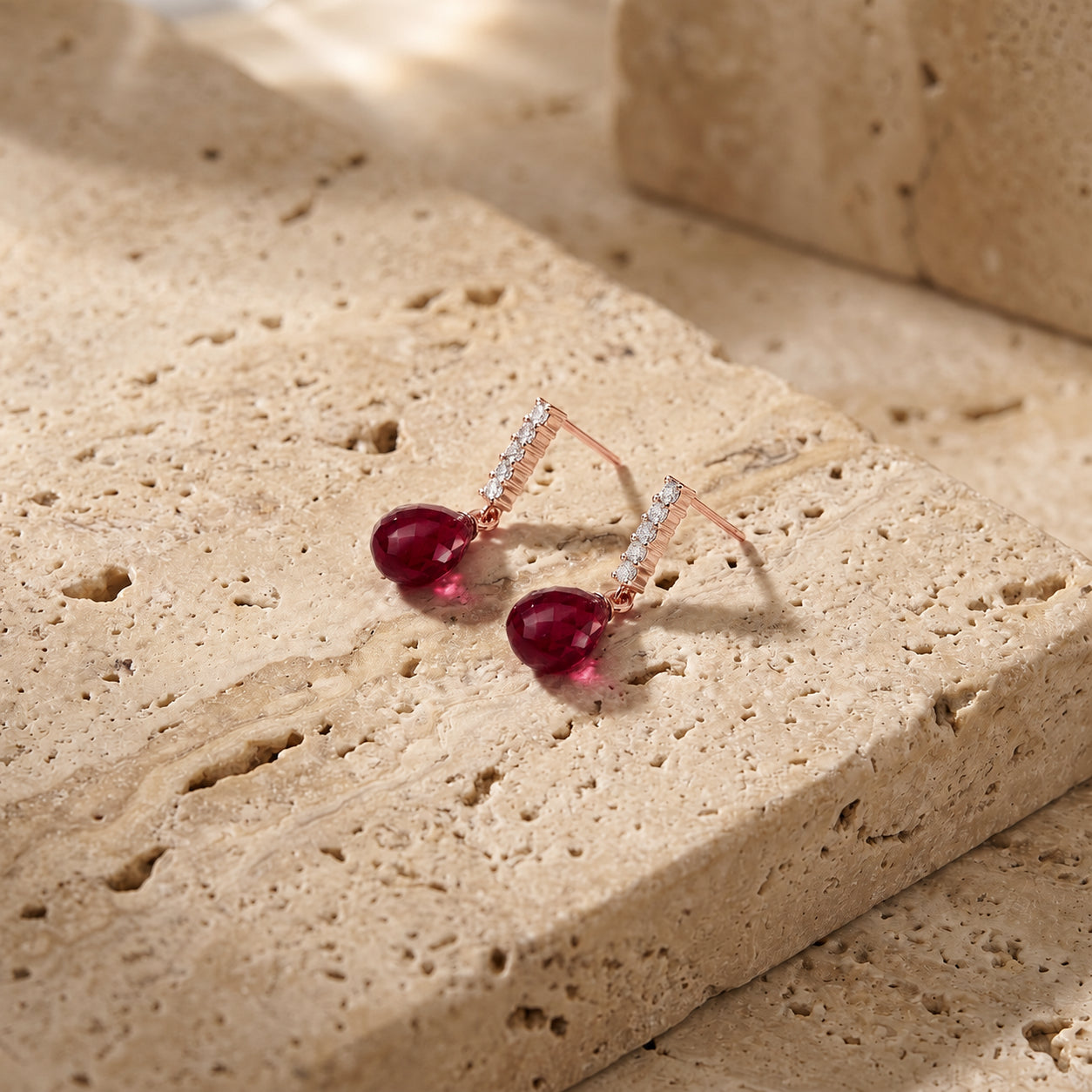 Rose Gold Earrings Ruby 10K — Nerina