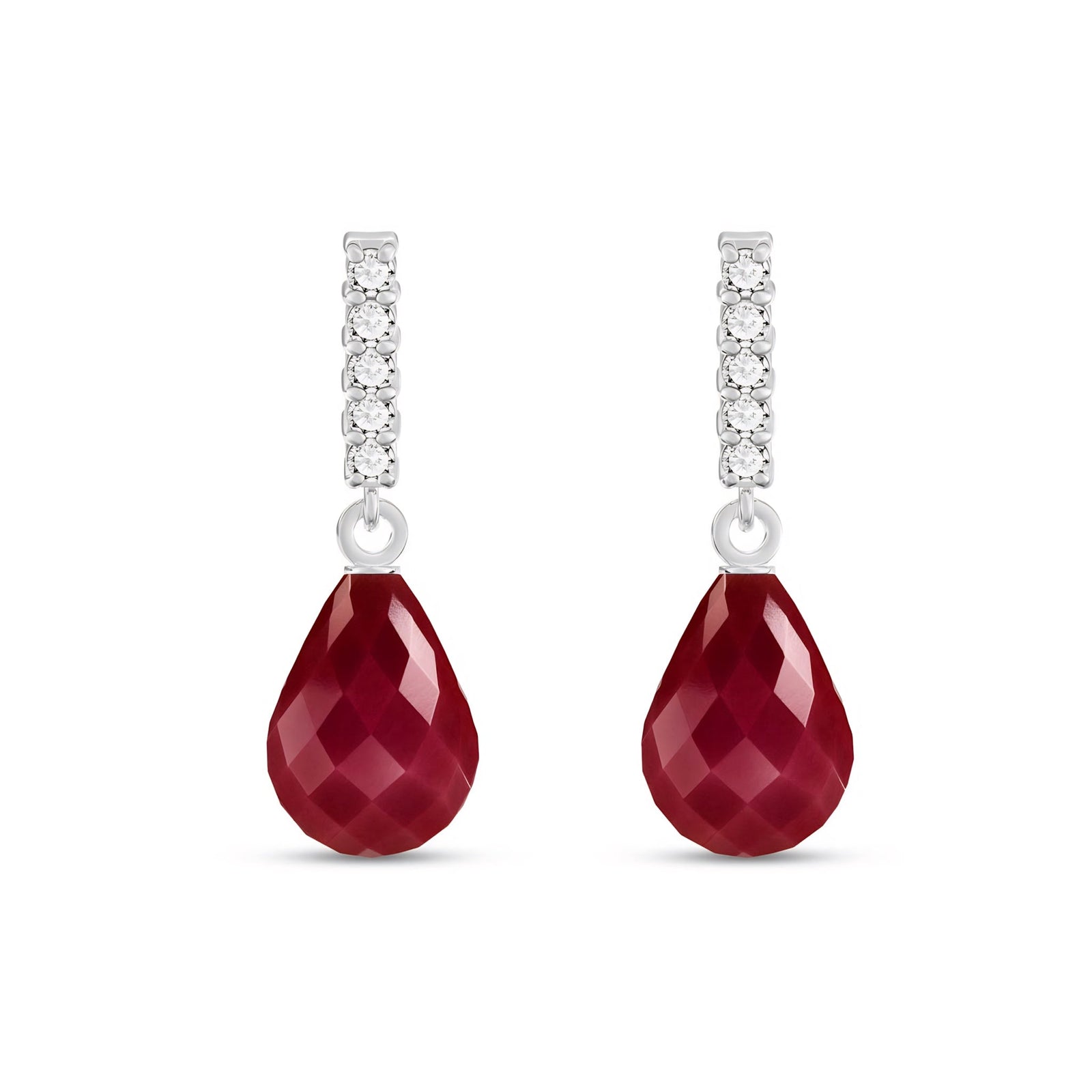 White Gold Earrings Ruby 10K — Nerina