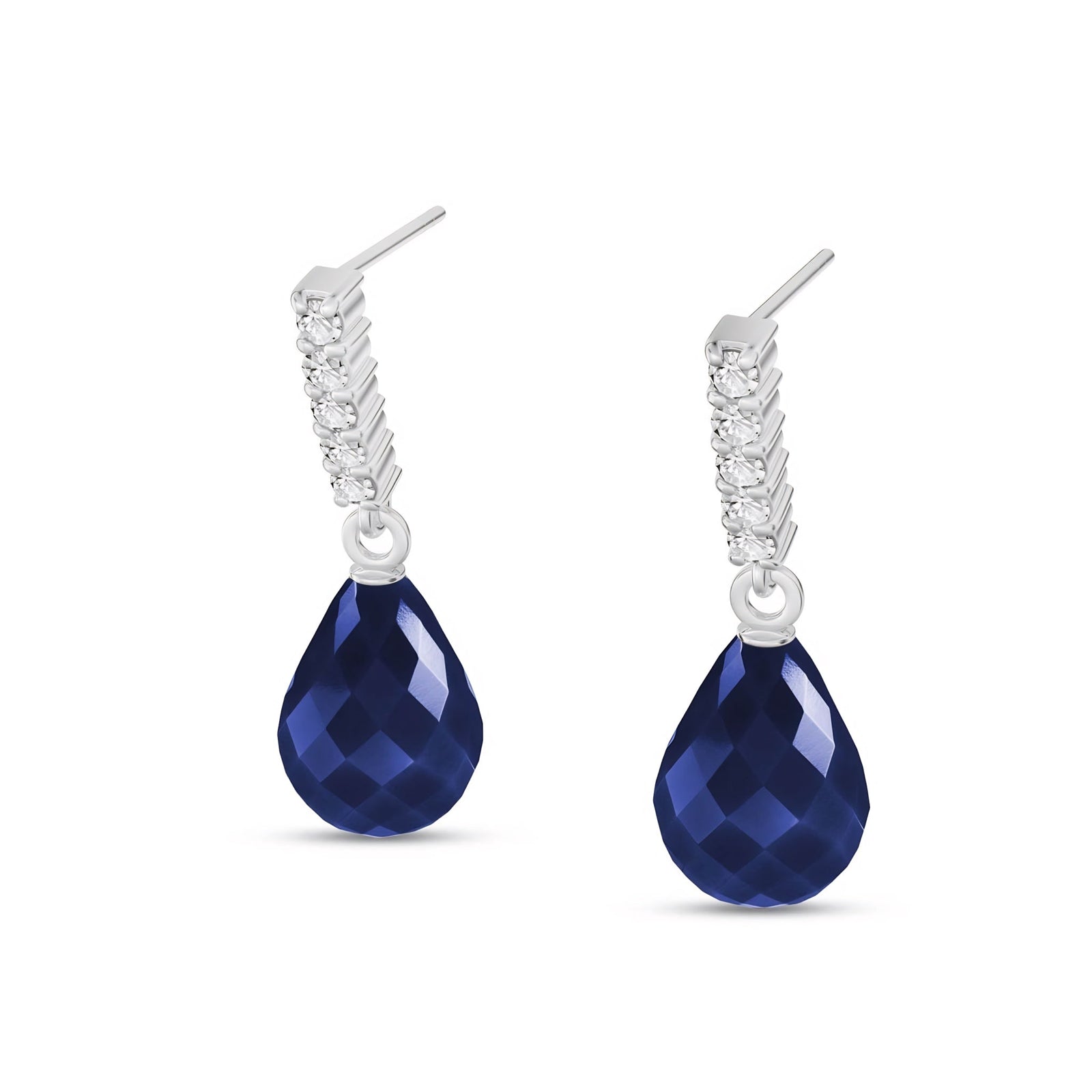 White Gold Earrings Sapphire 10K — Nerina