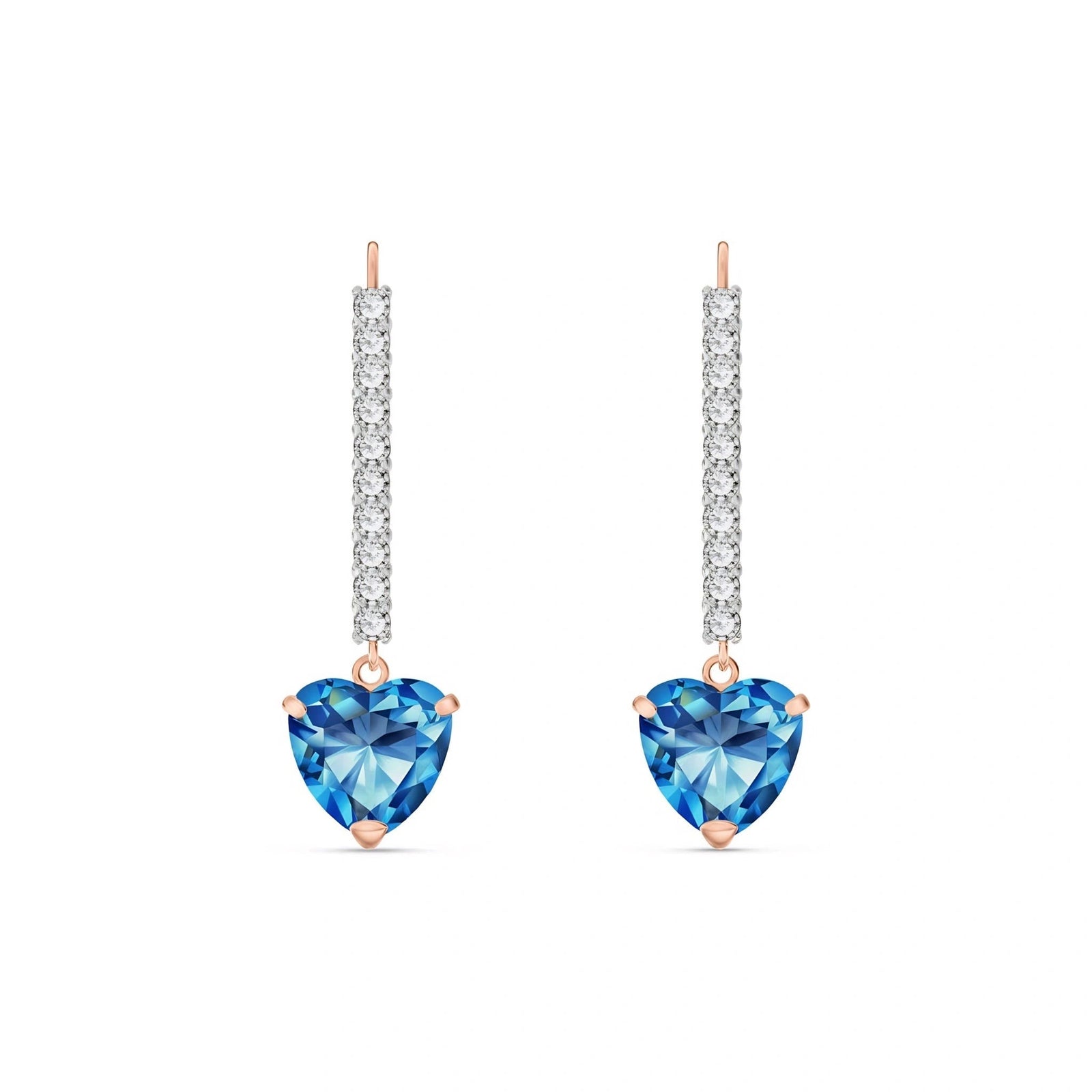 Rose Gold Grace Drop Earrings Blue Topaz 10K — Luna