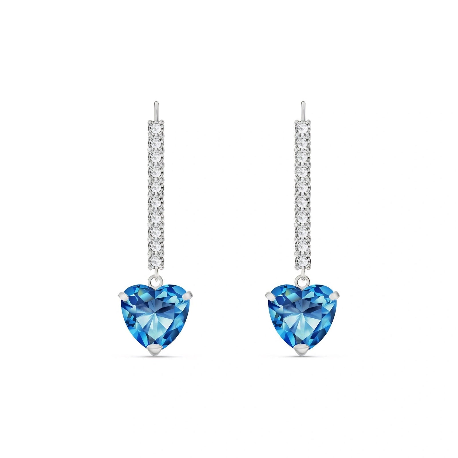 White Gold Grace Drop Earrings Blue Topaz 10K — Luna