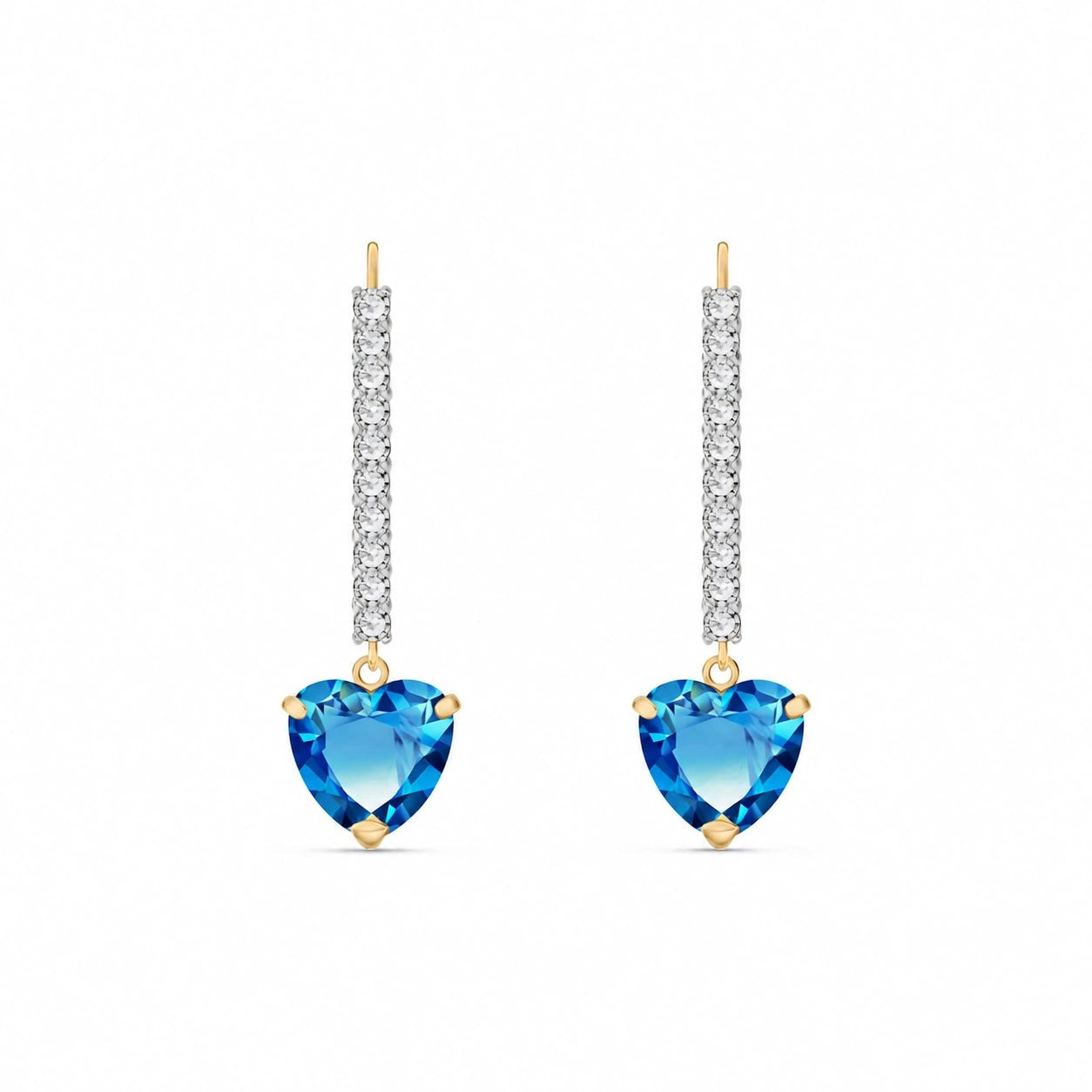 Yellow Gold Grace Drop Earrings Blue Topaz 10K — Luna