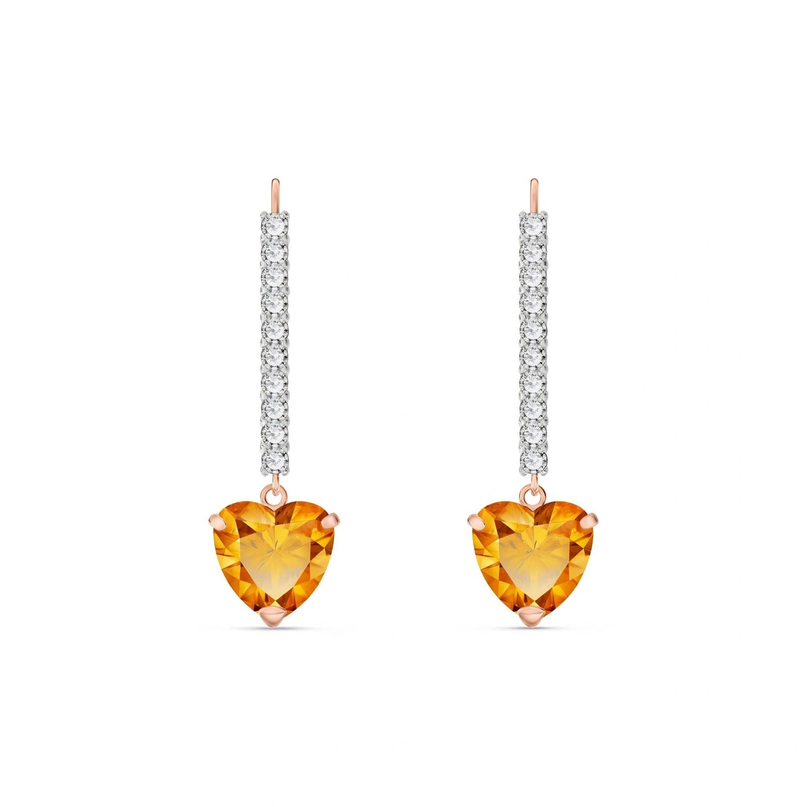 Rose Gold Grace Drop Earrings Citrine 10K — Luna