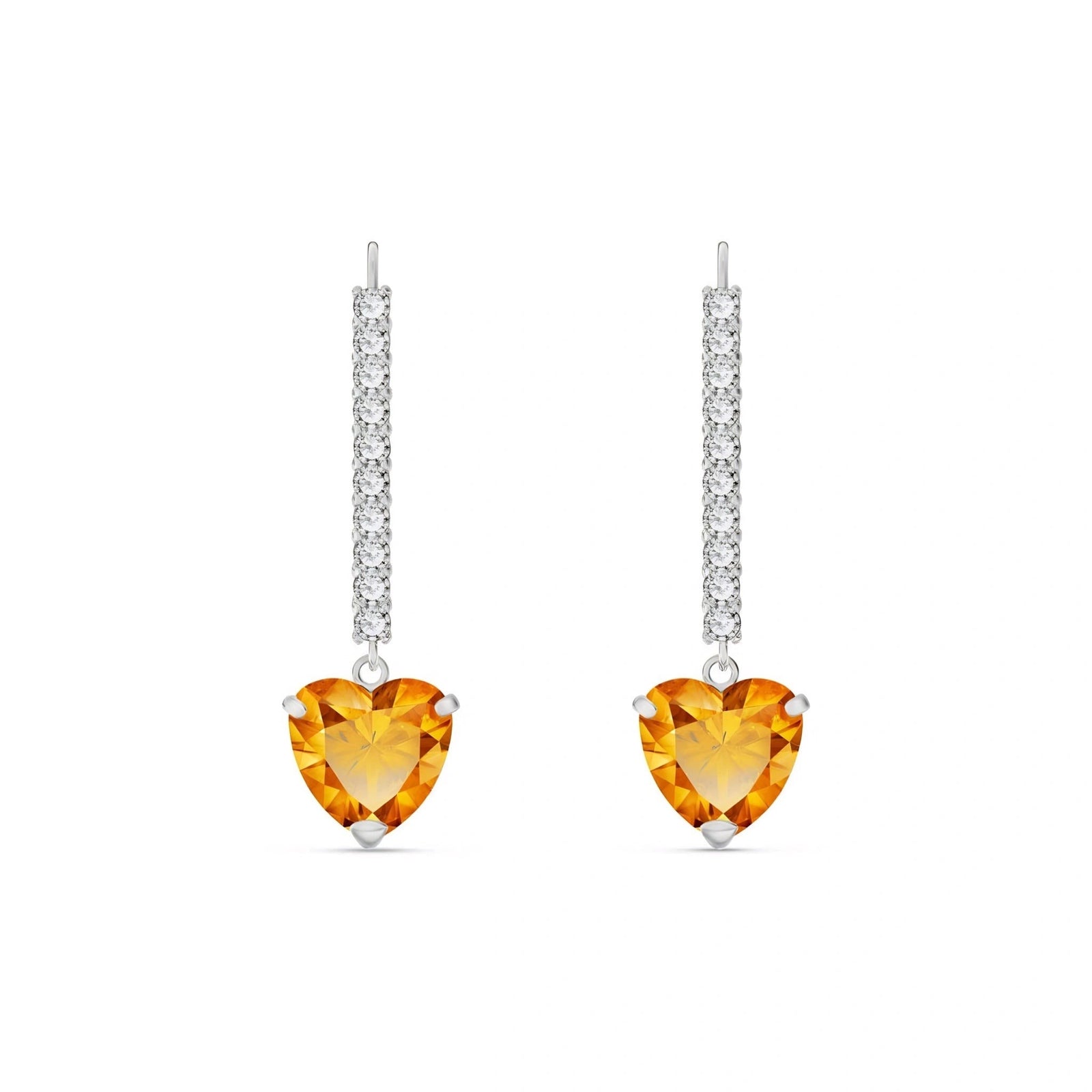 White Gold Grace Drop Earrings Citrine 10K — Luna
