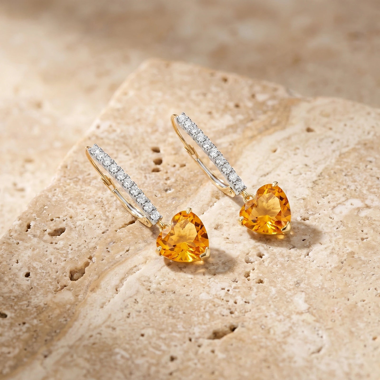 Yellow Gold Grace Drop Earrings Citrine 10K — Luna