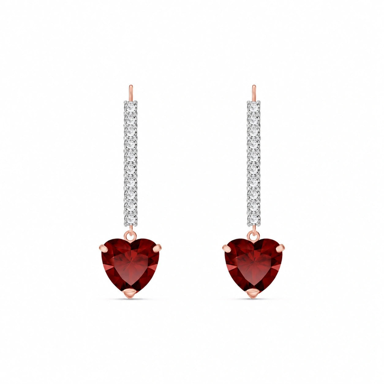 Rose Gold Grace Drop Earrings Garnet 10K — Luna