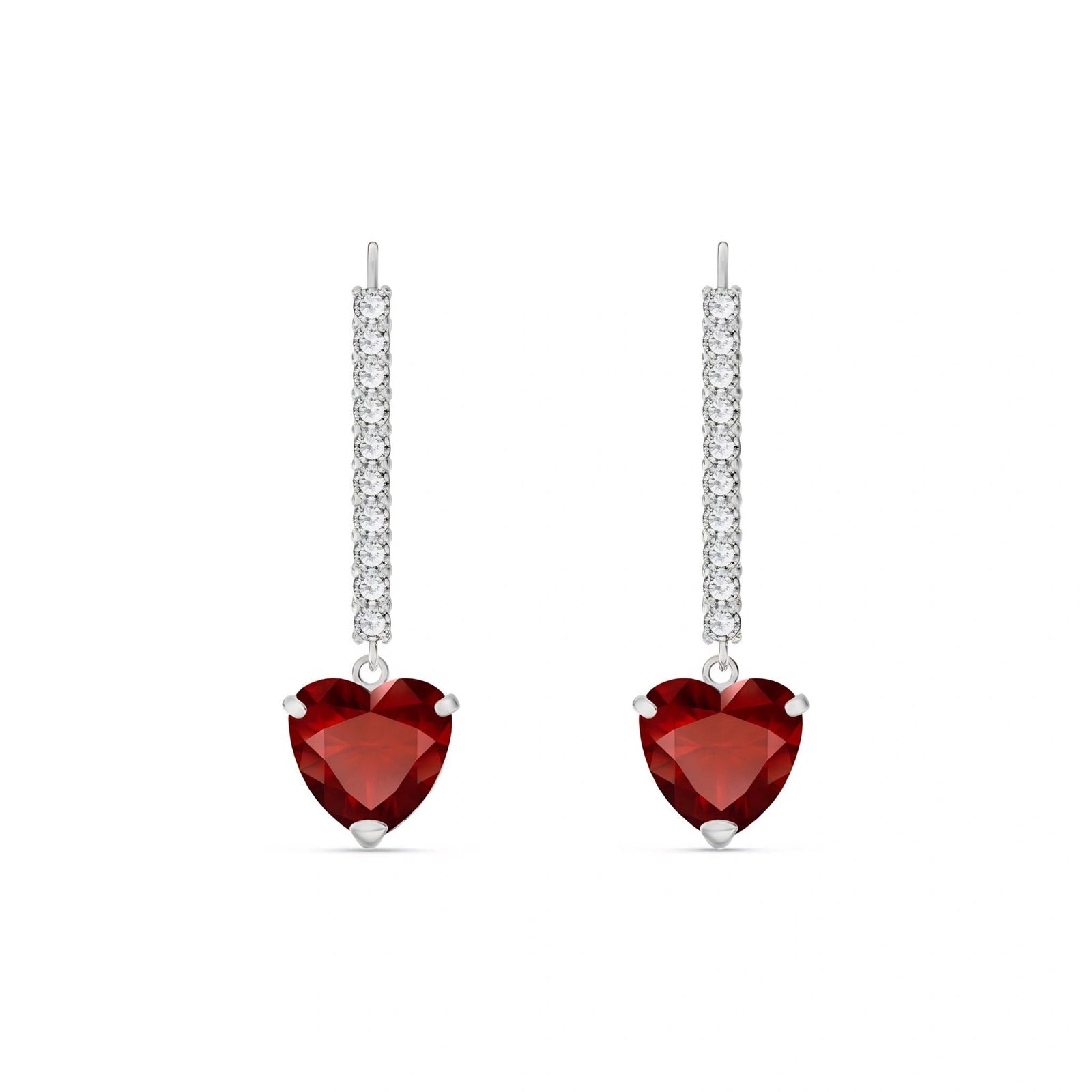 White Gold Grace Drop Earrings Garnet 10K — Luna