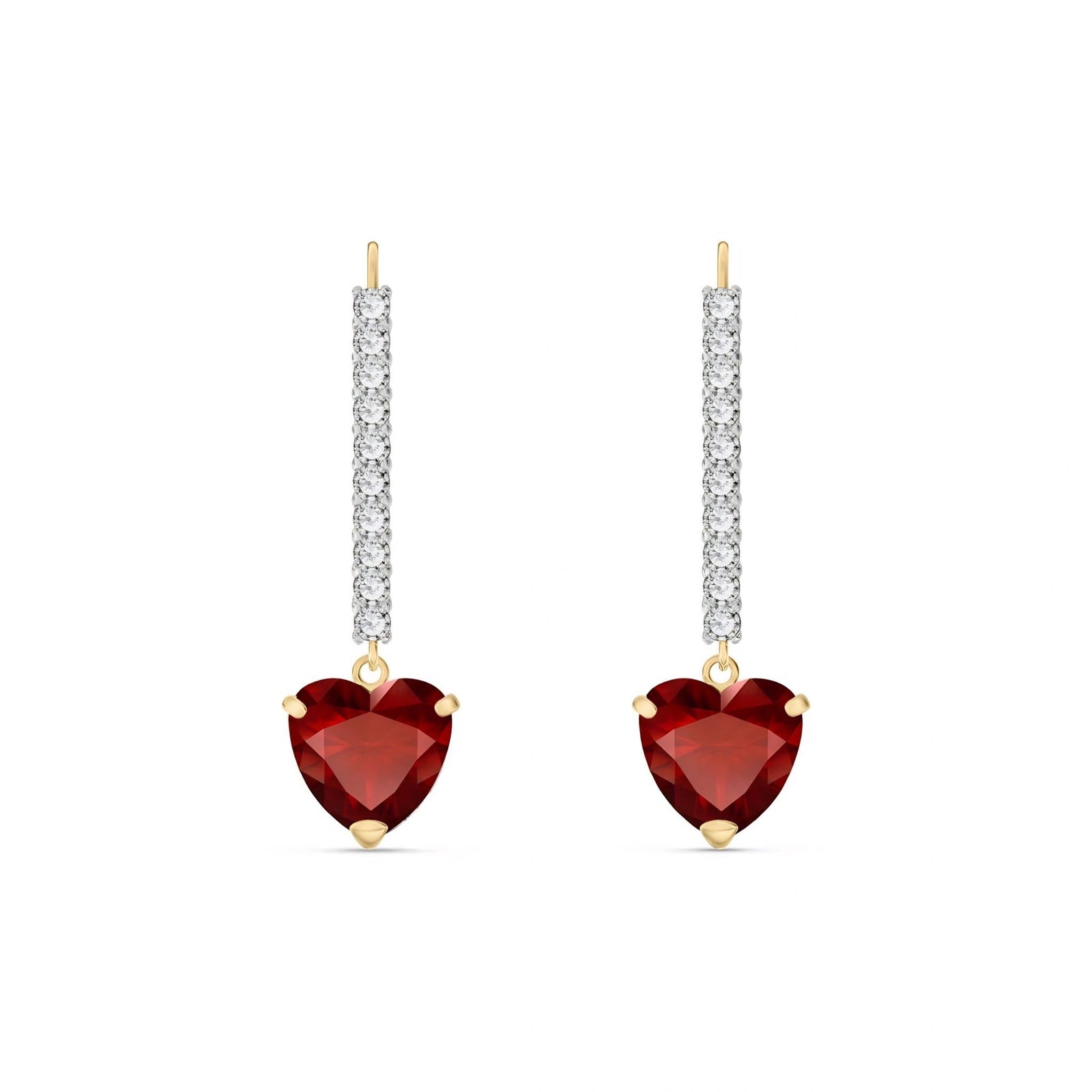Yellow Gold Grace Drop Earrings Garnet 10K — Luna