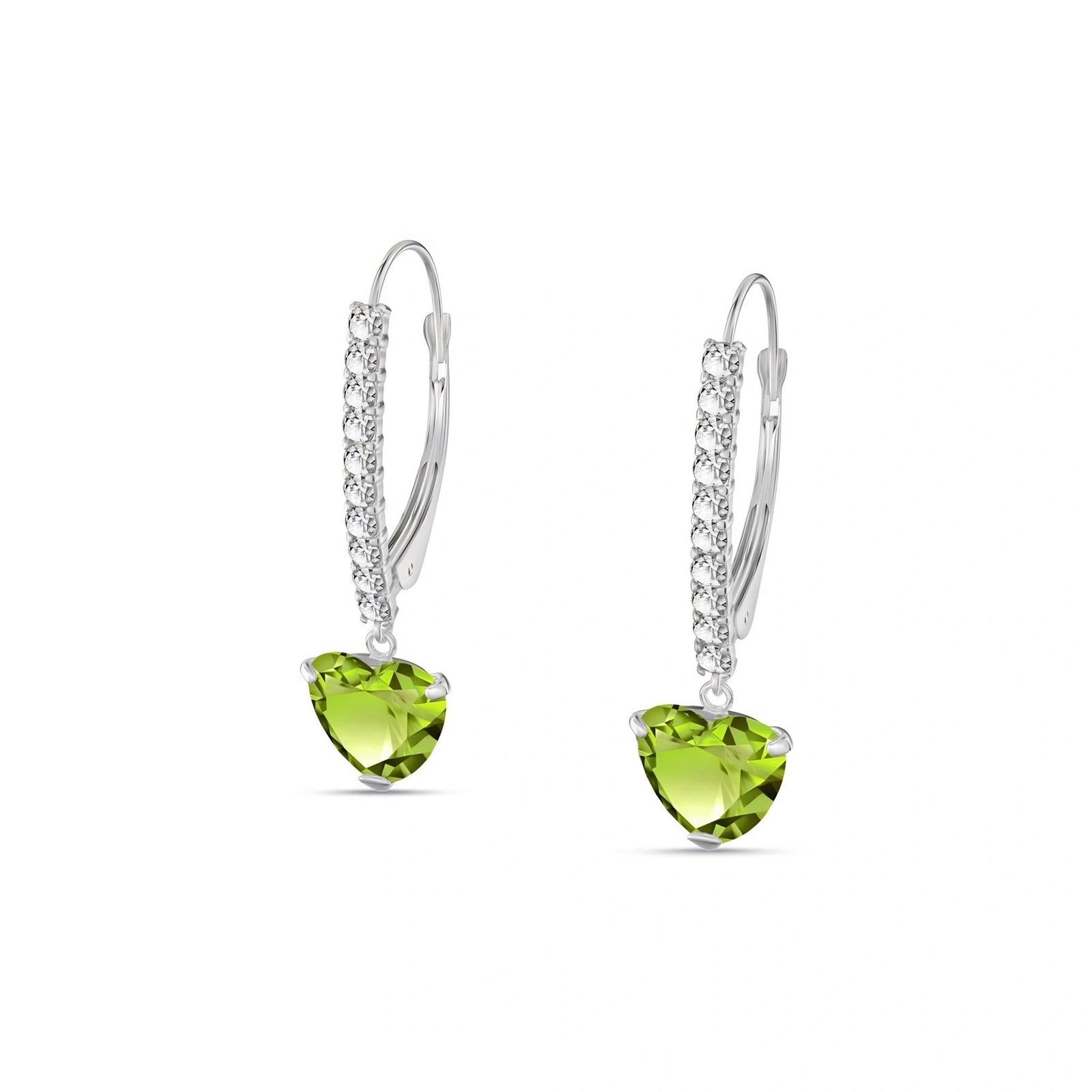 White Gold Grace Drop Earrings Peridot 10K — Luna