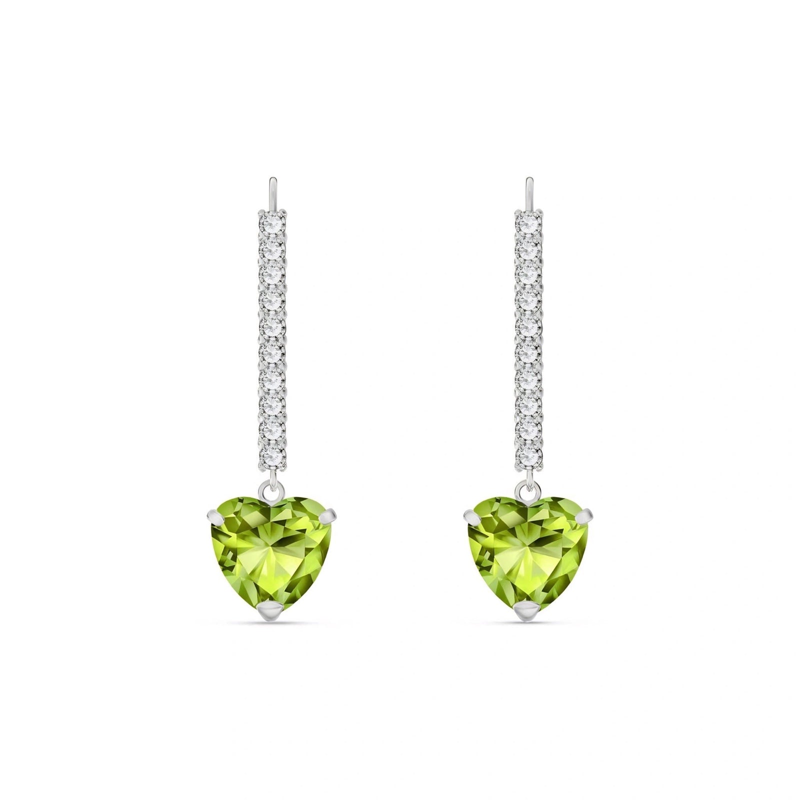 White Gold Grace Drop Earrings Peridot 10K — Luna