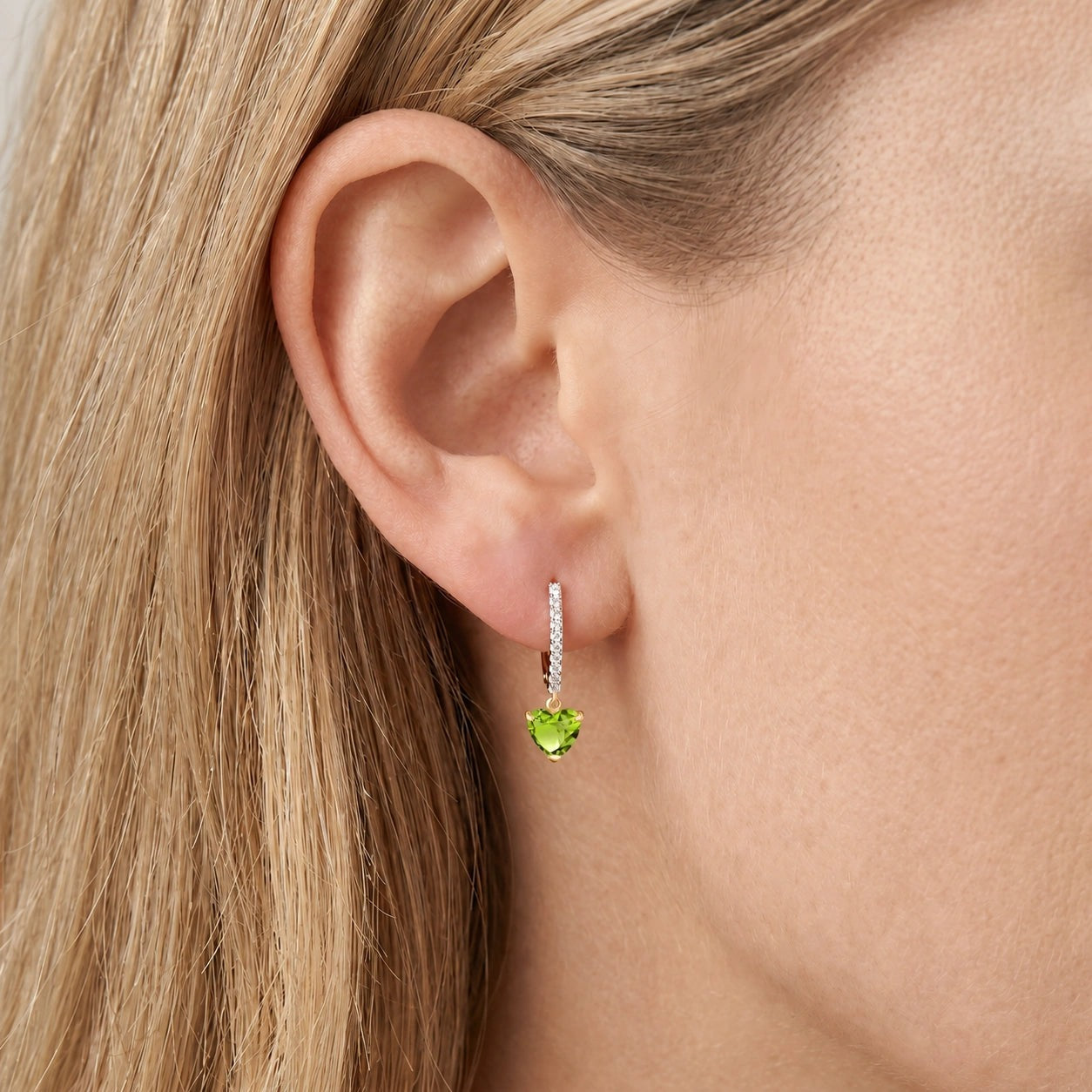 Yellow Gold Grace Drop Earrings Peridot 10K — Luna