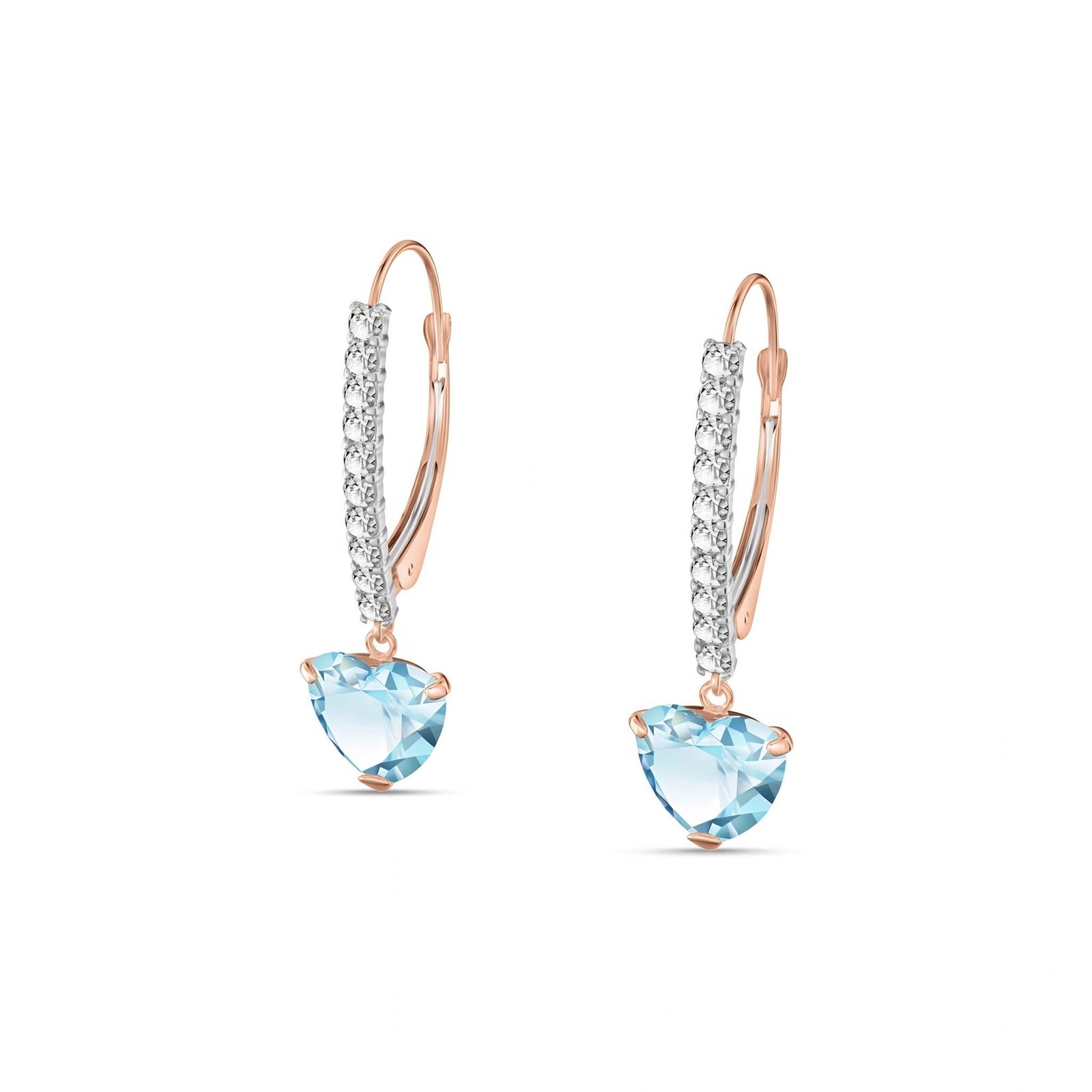 Rose Gold Grace Drop Earrings Aquamarine 10K — Luna
