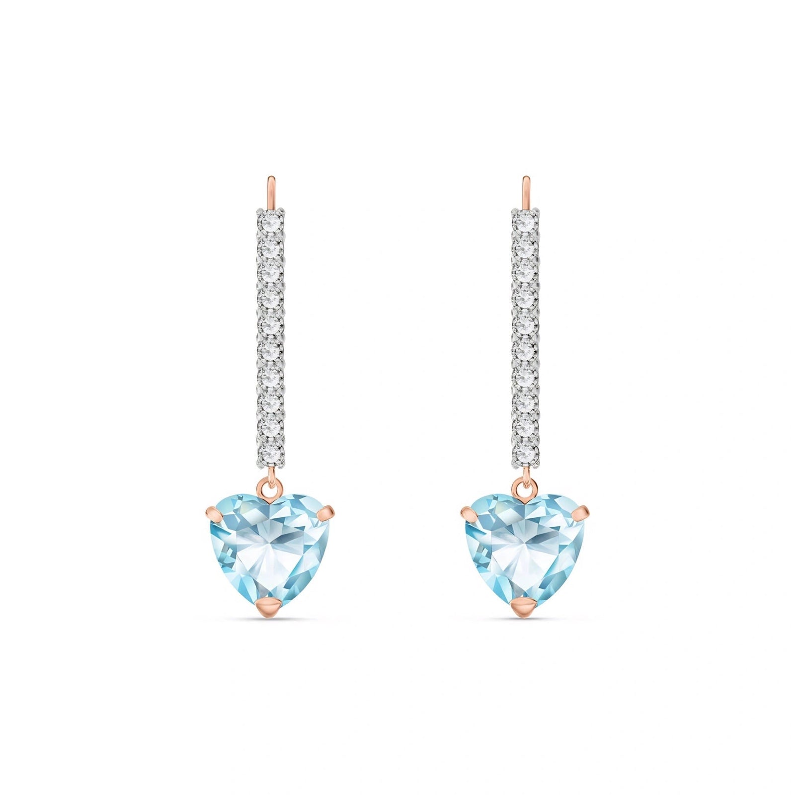 Rose Gold Grace Drop Earrings Aquamarine 10K — Luna