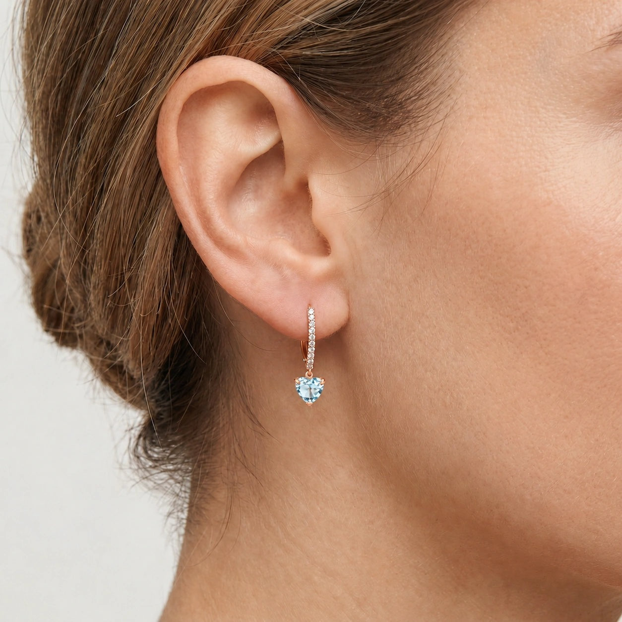 Rose Gold Grace Drop Earrings Aquamarine 10K — Luna