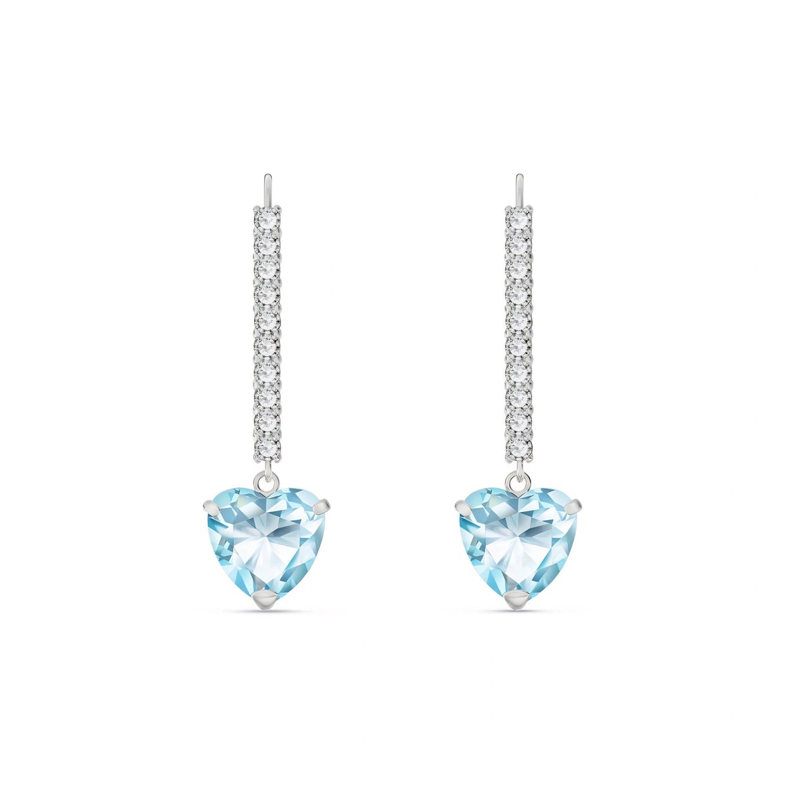 White Gold Grace Drop Earrings Aquamarine 10K — Luna