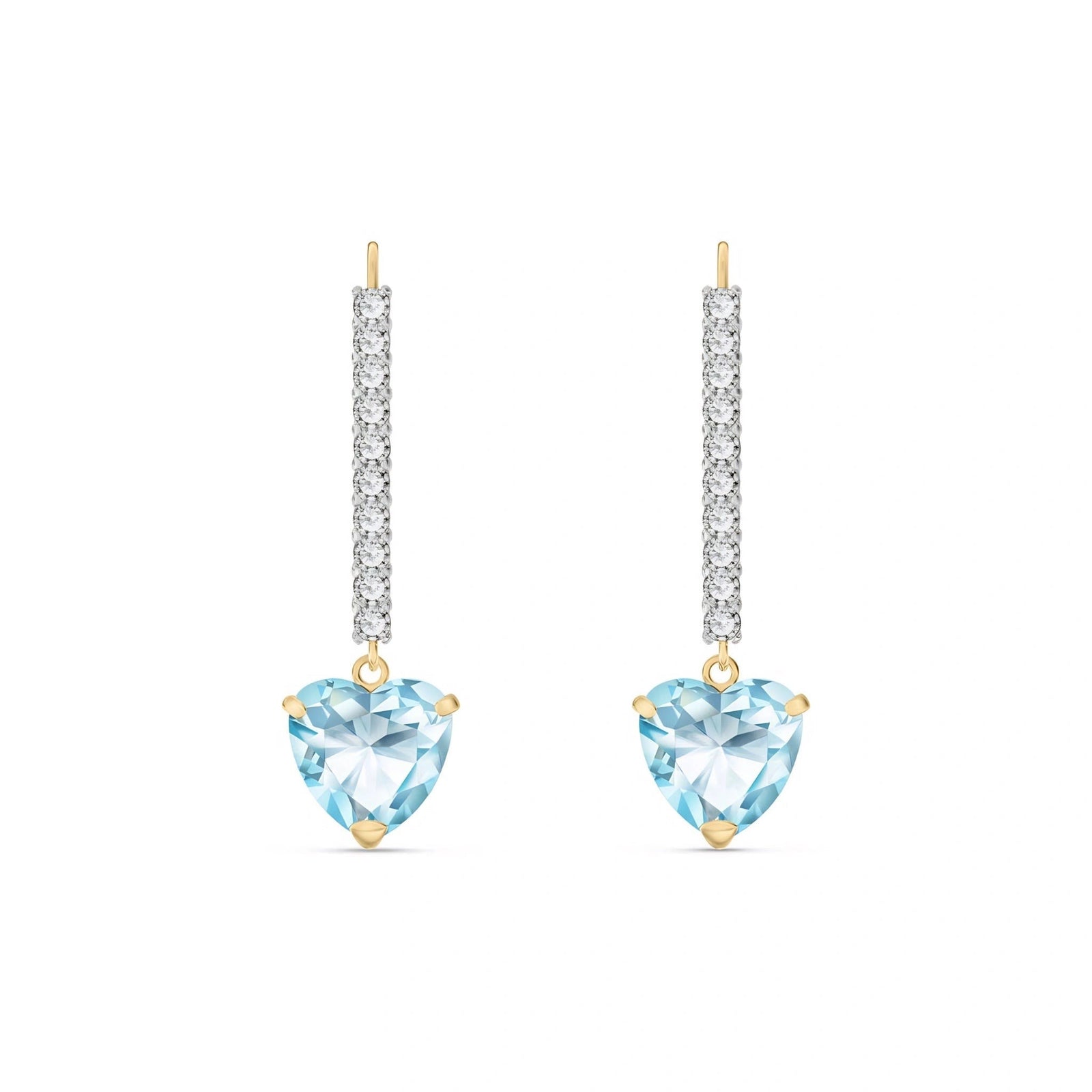 Yellow Gold Grace Drop Earrings Aquamarine 10K — Luna