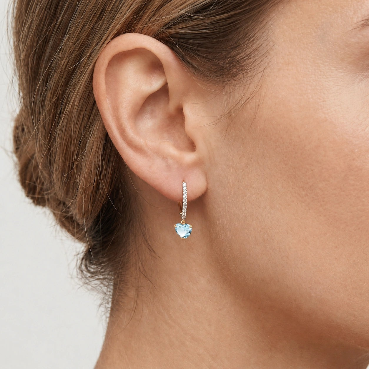 Yellow Gold Grace Drop Earrings Aquamarine 10K — Luna