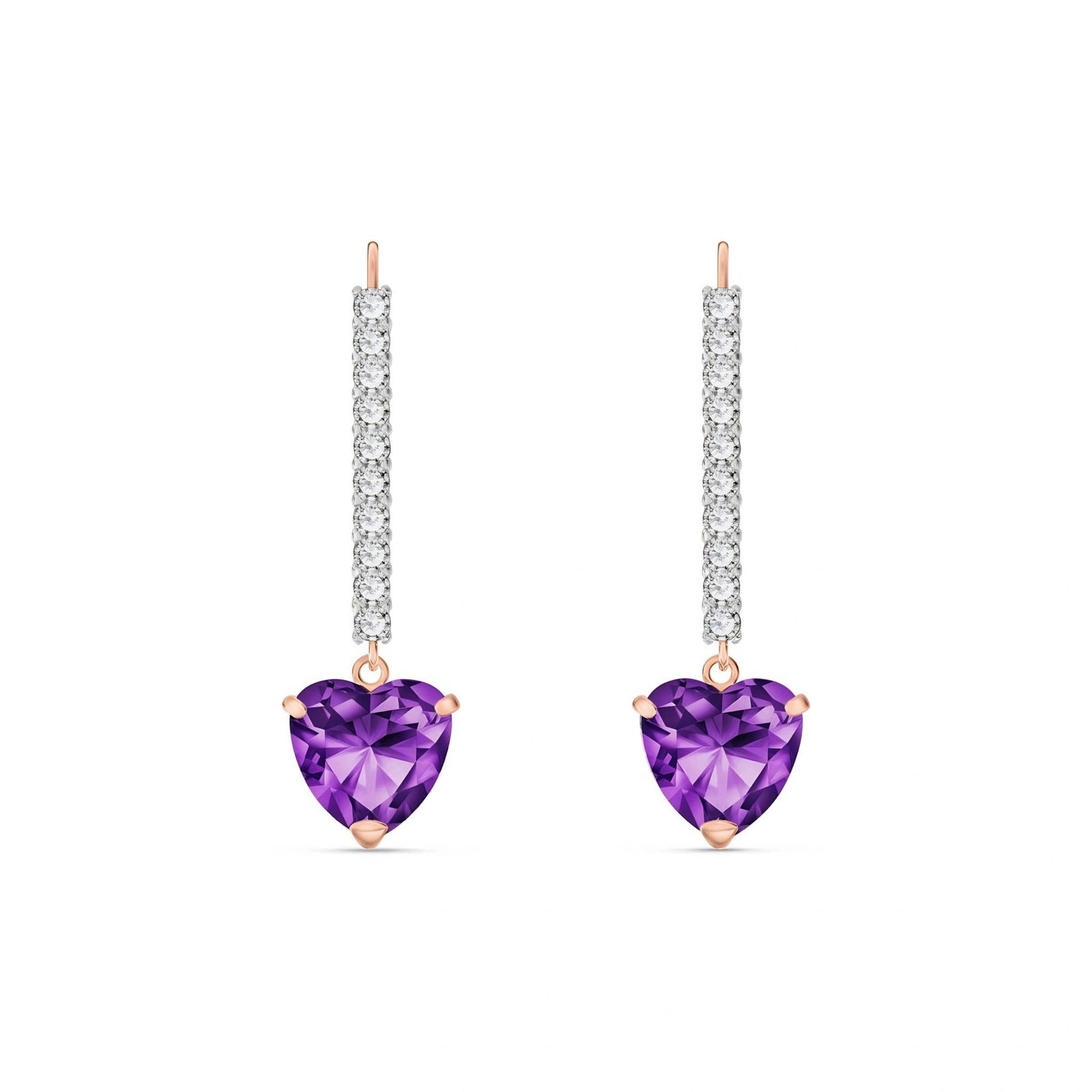 Rose Gold Grace Drop Earrings Amethyst 10K — Luna