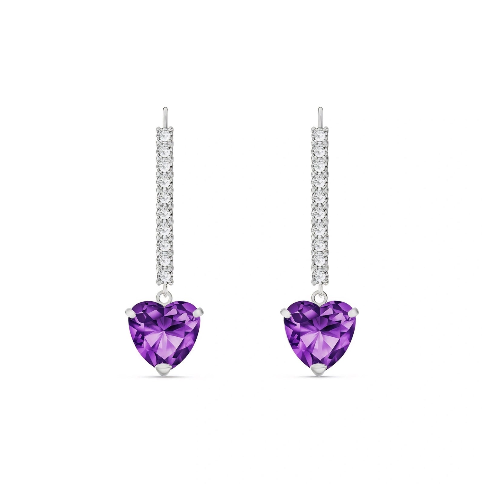 White Gold Grace Drop Earrings Amethyst 10K — Luna