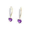 Yellow Gold Grace Drop Earrings Amethyst 10K — Luna
