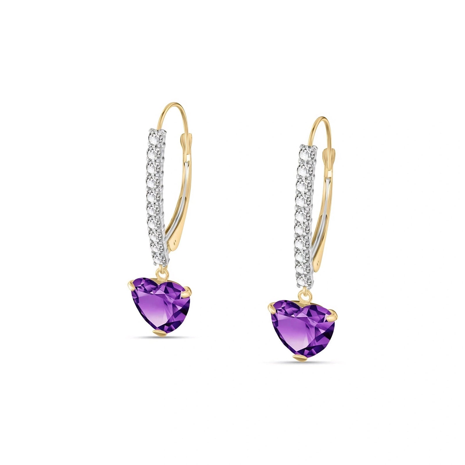 Yellow Gold Grace Drop Earrings Amethyst 10K — Luna