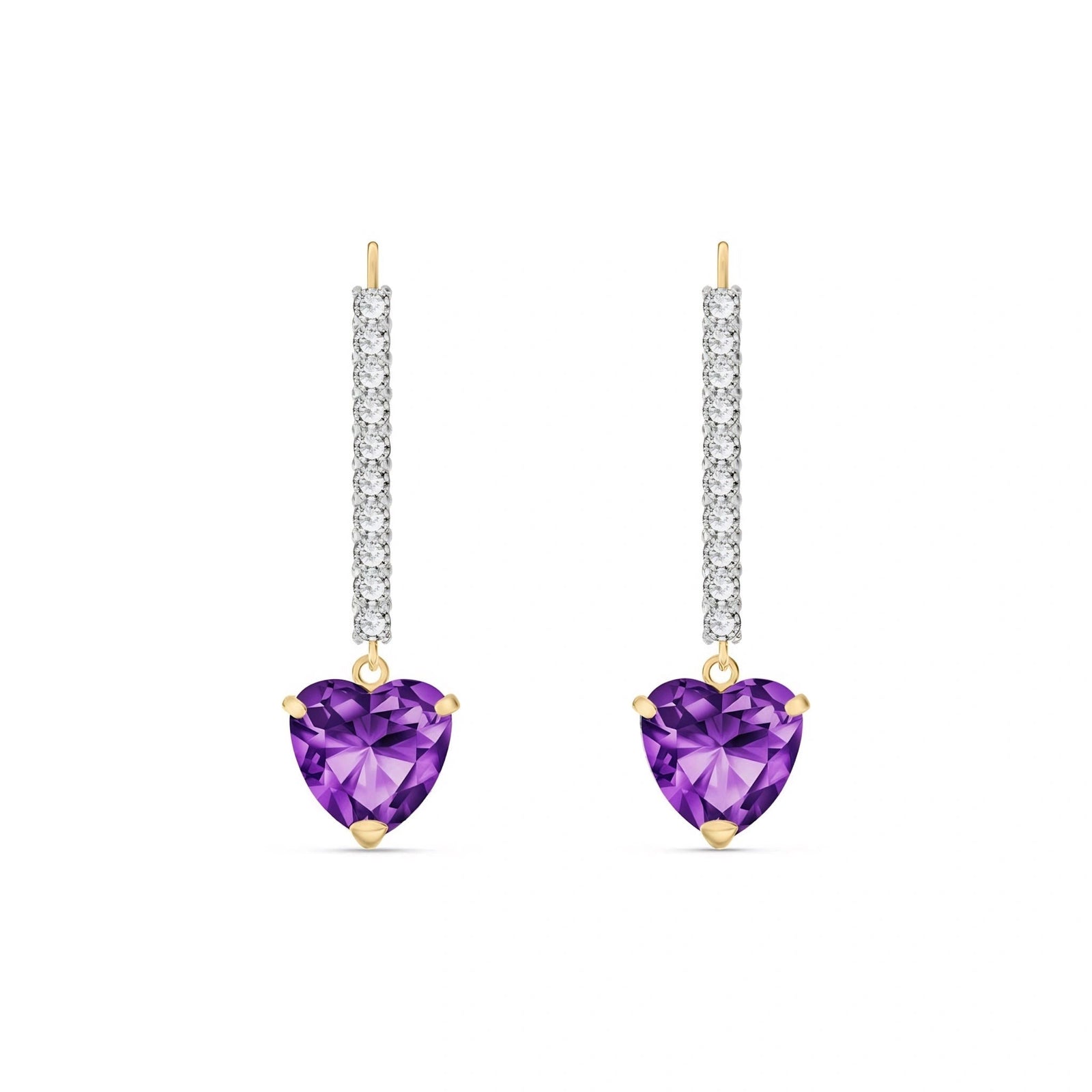 Yellow Gold Grace Drop Earrings Amethyst 10K — Luna