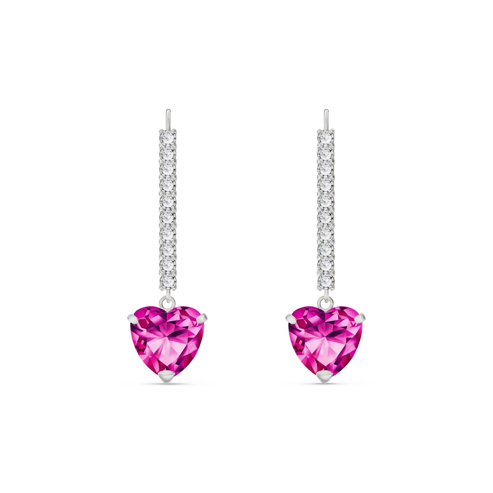 White Gold Grace Drop Earrings Pink Topaz 10K — Luna