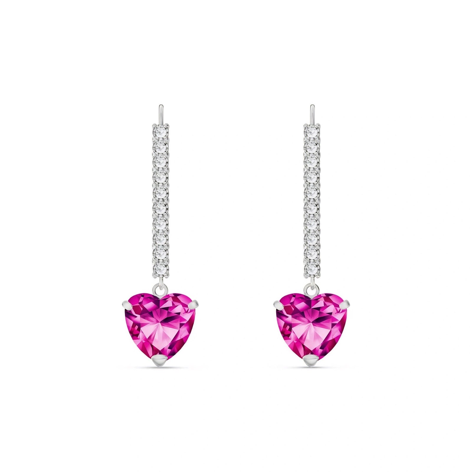 White Gold Grace Drop Earrings Pink Topaz 10K — Luna