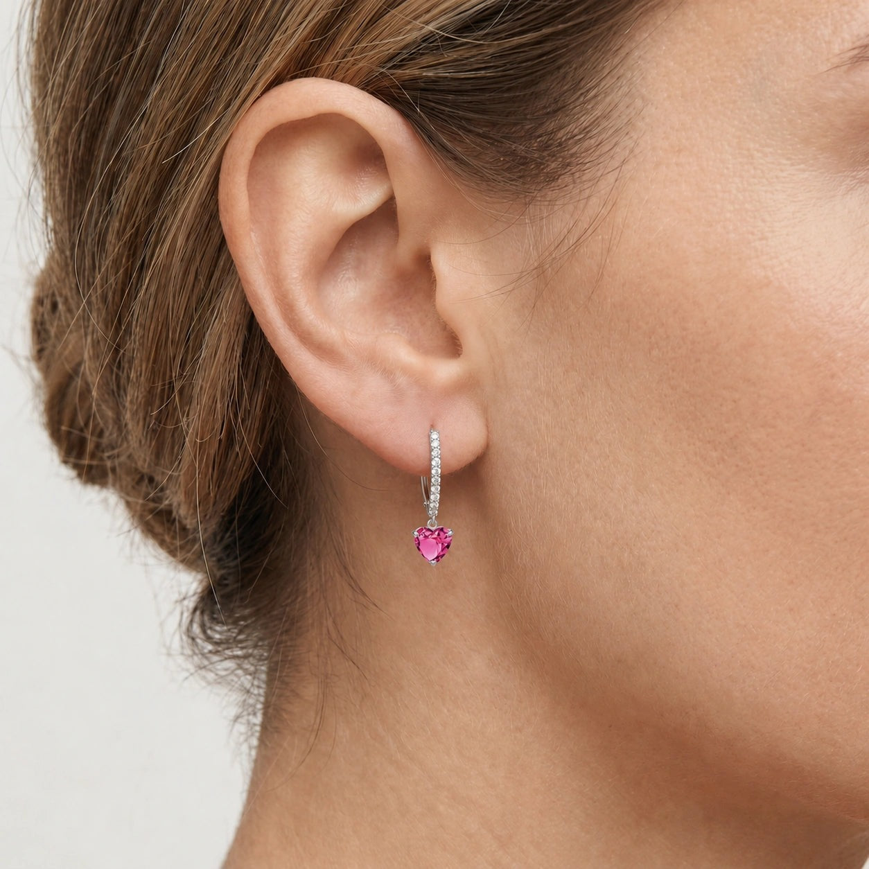 White Gold Grace Drop Earrings Pink Topaz 10K — Luna