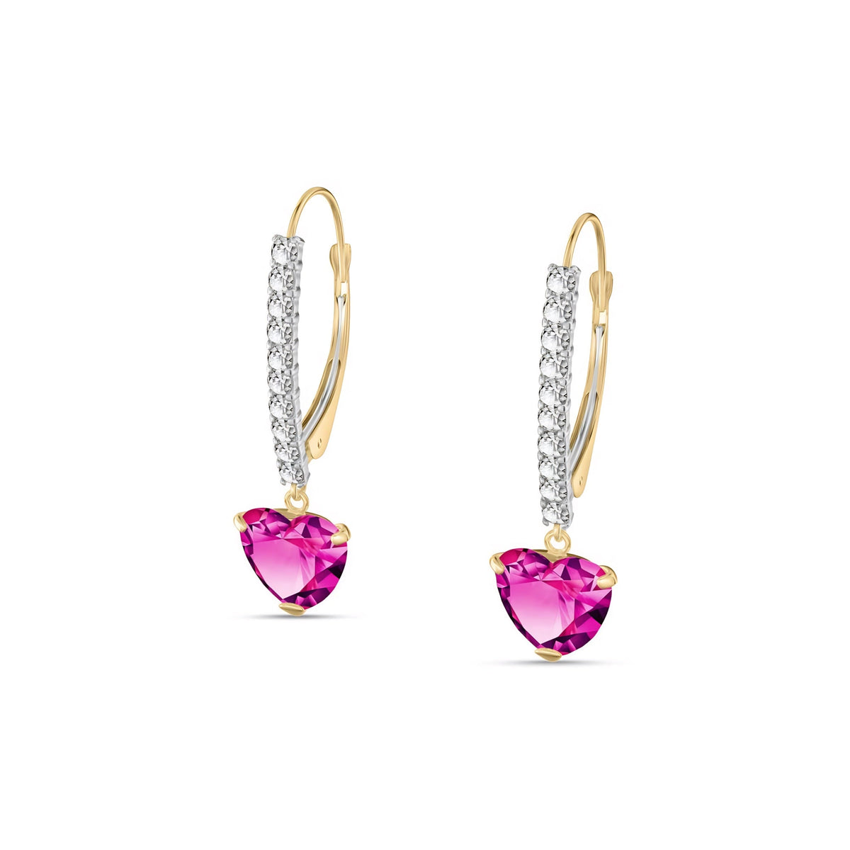 Yellow Gold Grace Drop Earrings Pink Topaz 10K — Luna
