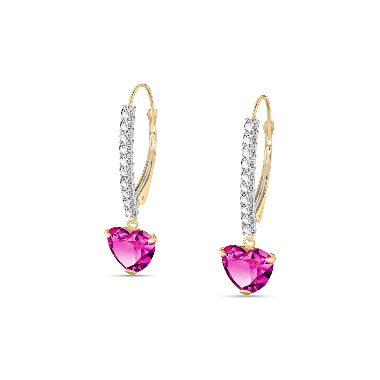 Yellow Gold Grace Drop Earrings Pink Topaz 10K — Luna